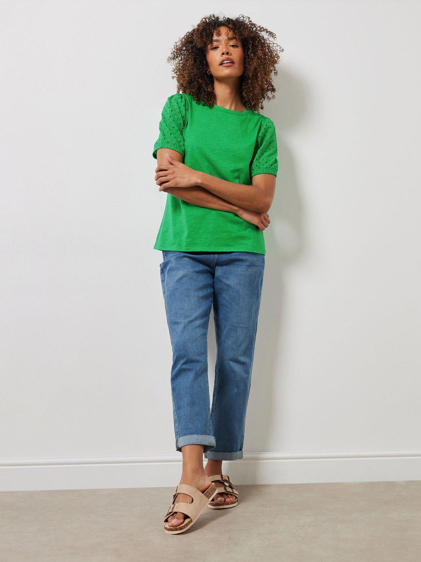 Image 3 of 4 of M&Co Broderie Puff Sleeve T-shirt