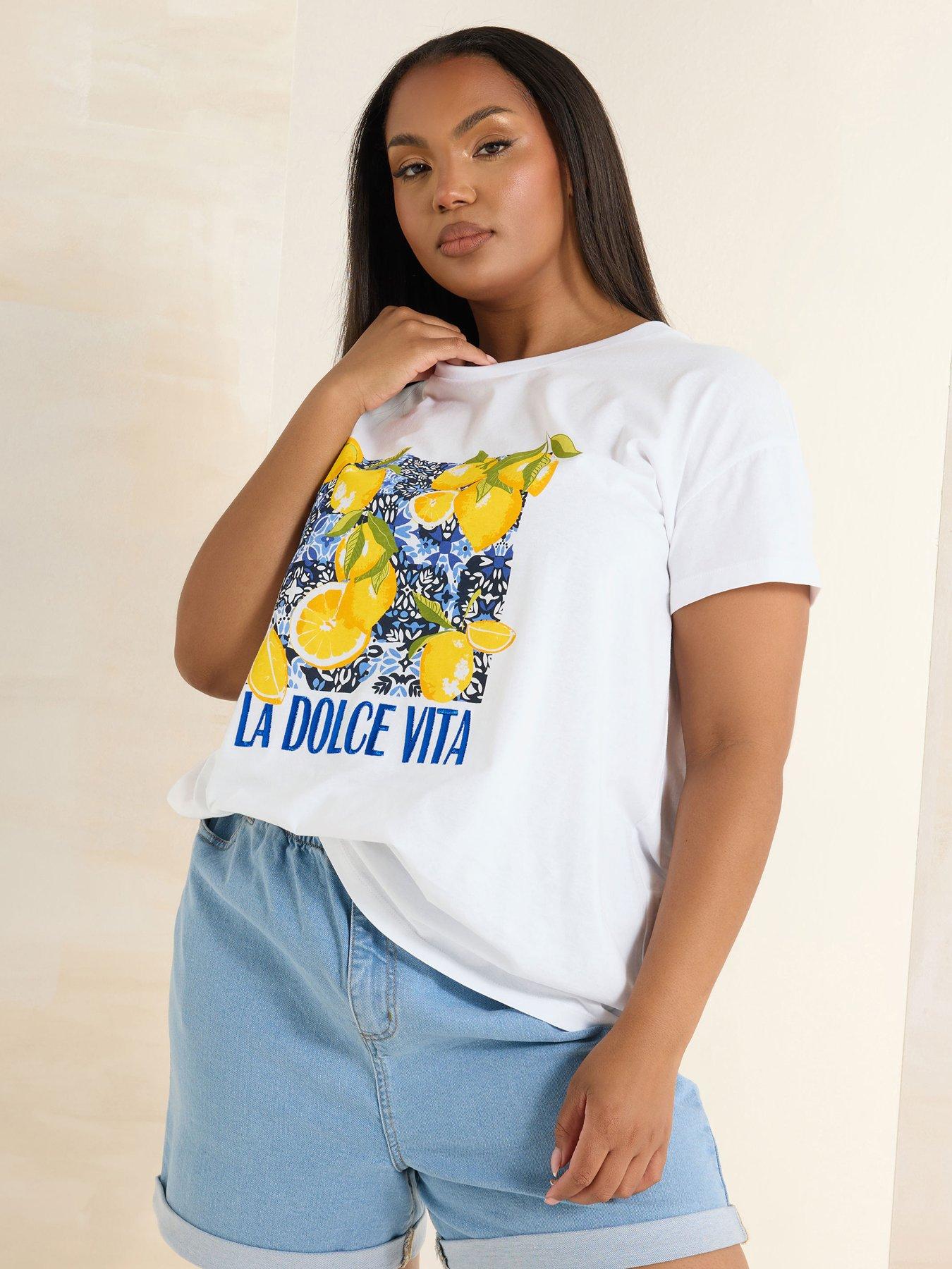 undefined Curve Placement Print T-Shirt - White