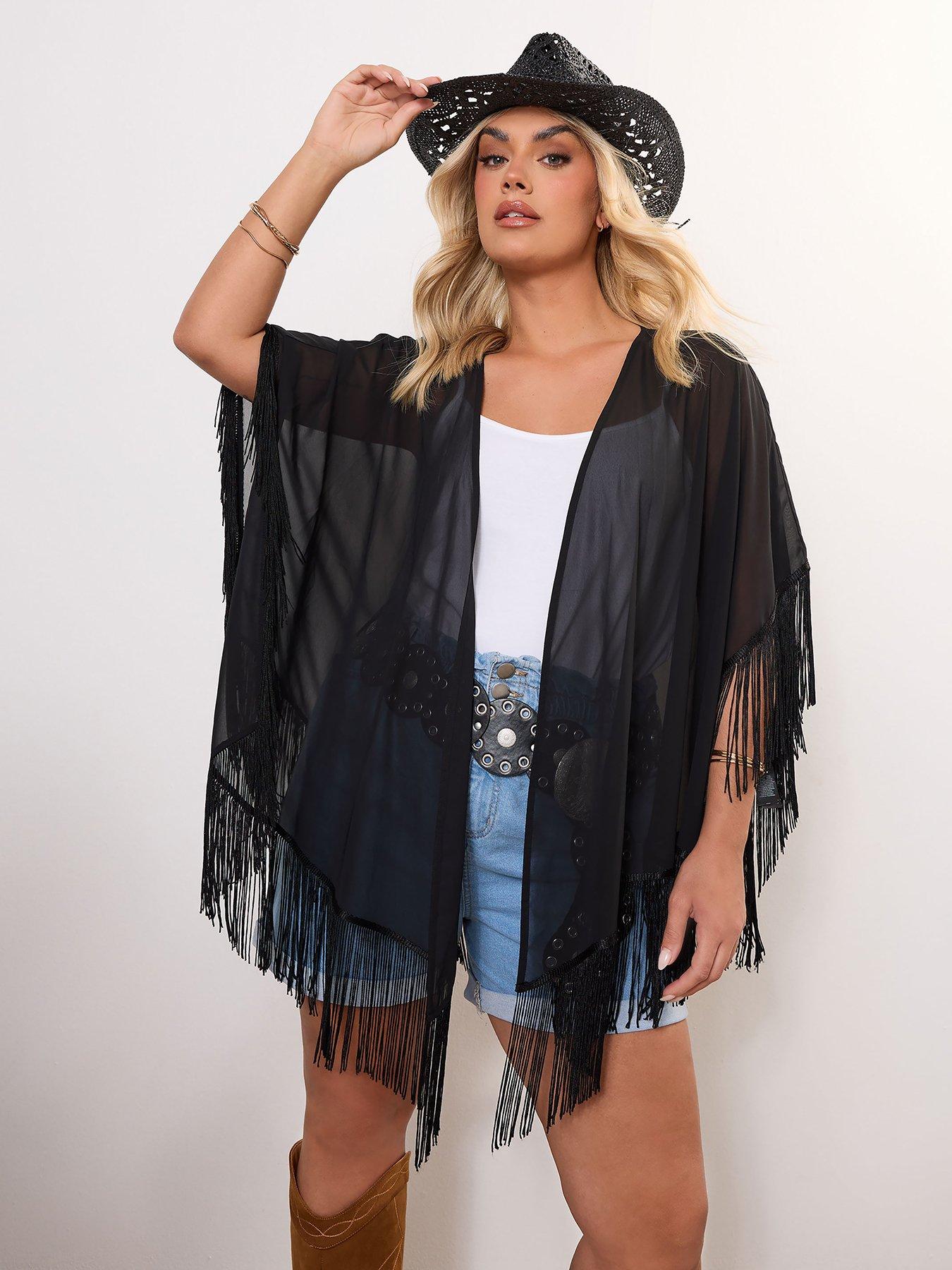 undefined Curve Tassel Coverup - Black