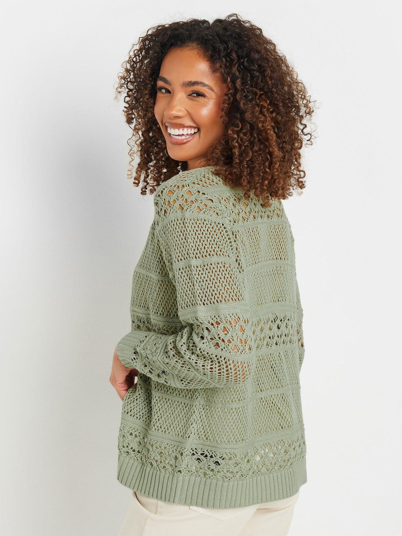 Image 2 of 4 of M&Co Edge To Edge Crochet Cardigan - Sage Green