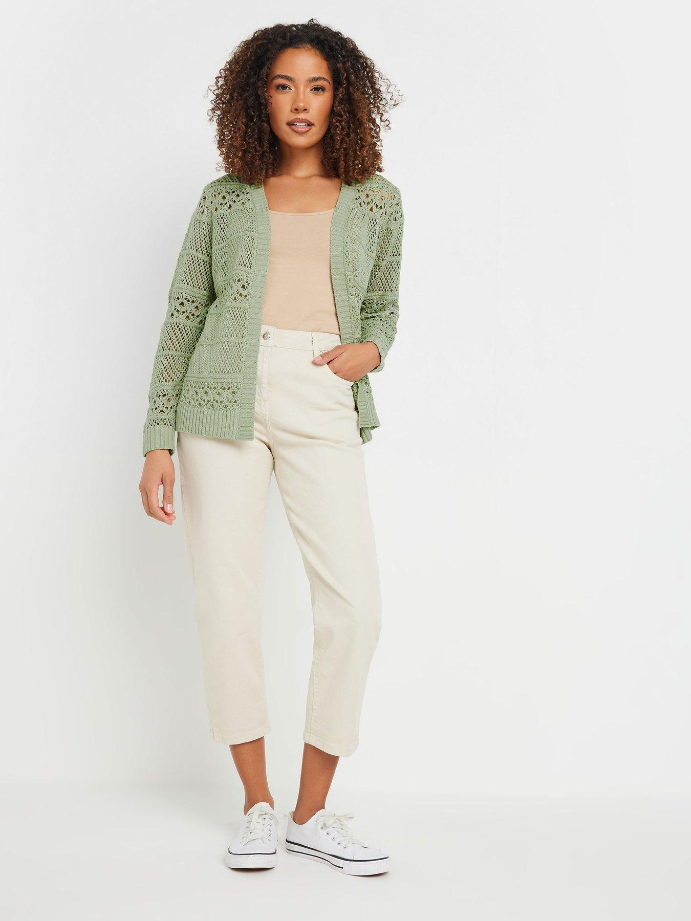 Image 3 of 4 of M&Co Edge To Edge Crochet Cardigan - Sage Green