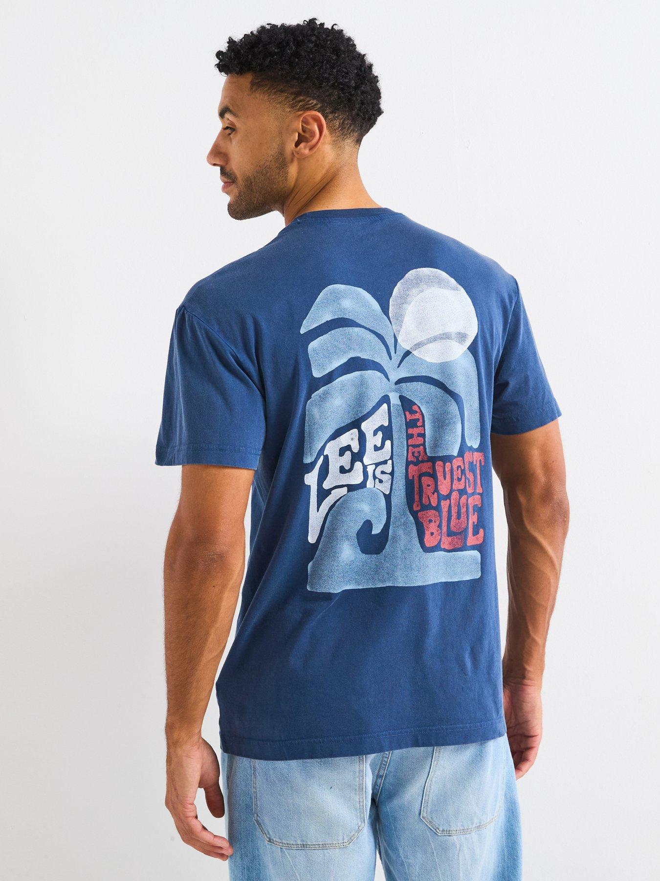 Image 1 of 5 of Lee Short Relaxed Graphic Back Print T-Shirt- Blue
