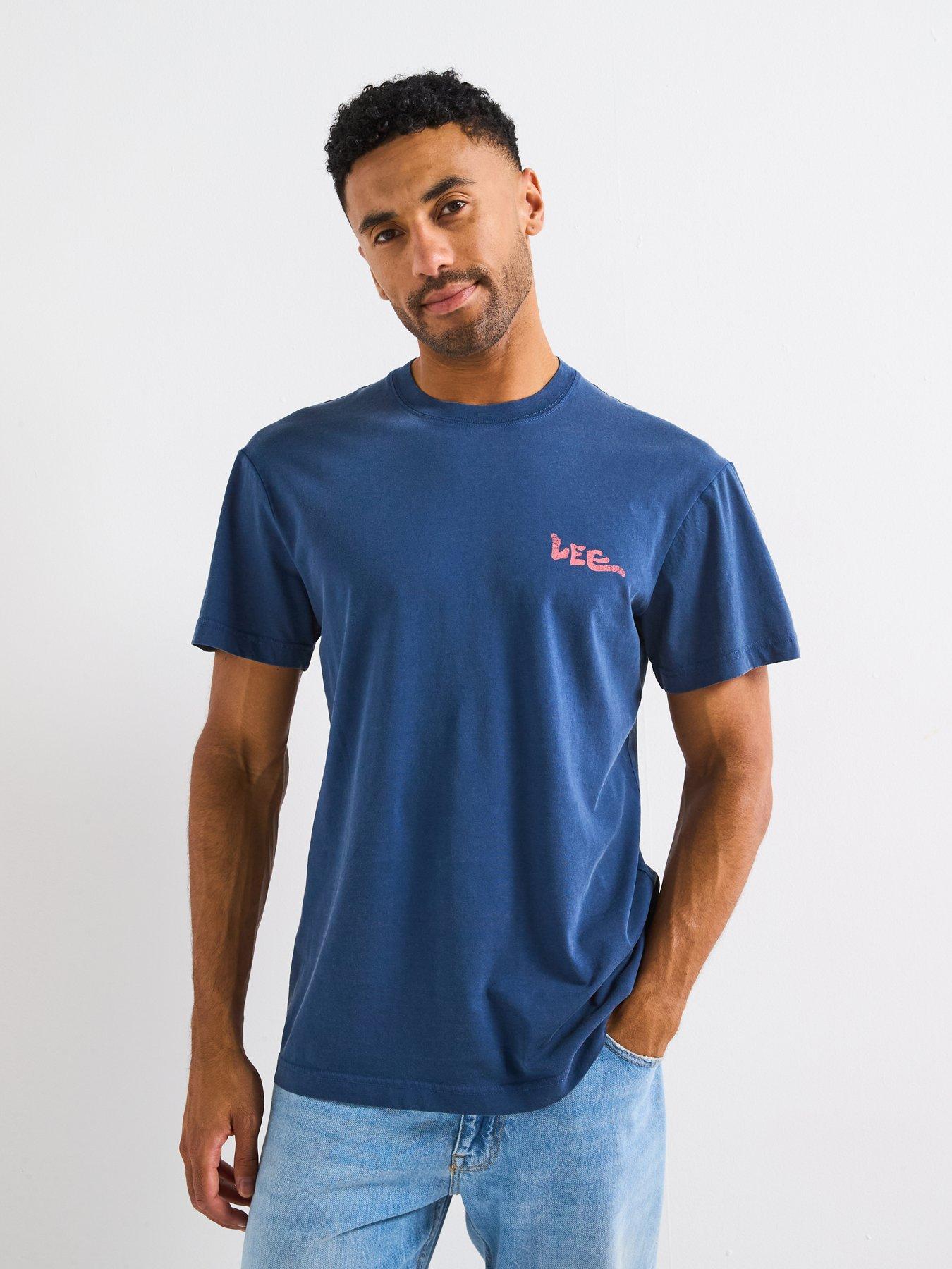 Image 2 of 5 of Lee Short Relaxed Graphic Back Print T-Shirt- Blue