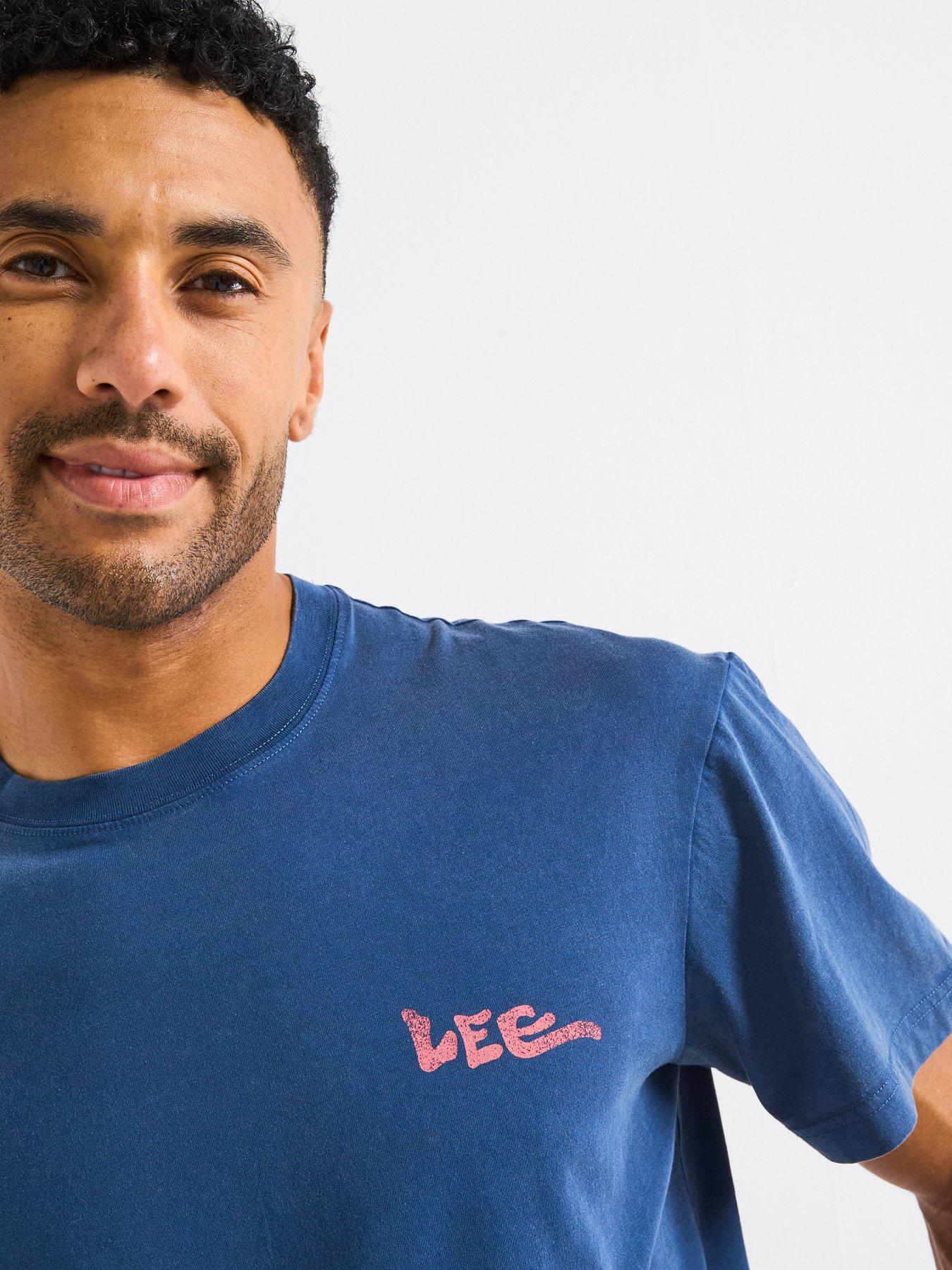 Image 4 of 5 of Lee Short Relaxed Graphic Back Print T-Shirt- Blue