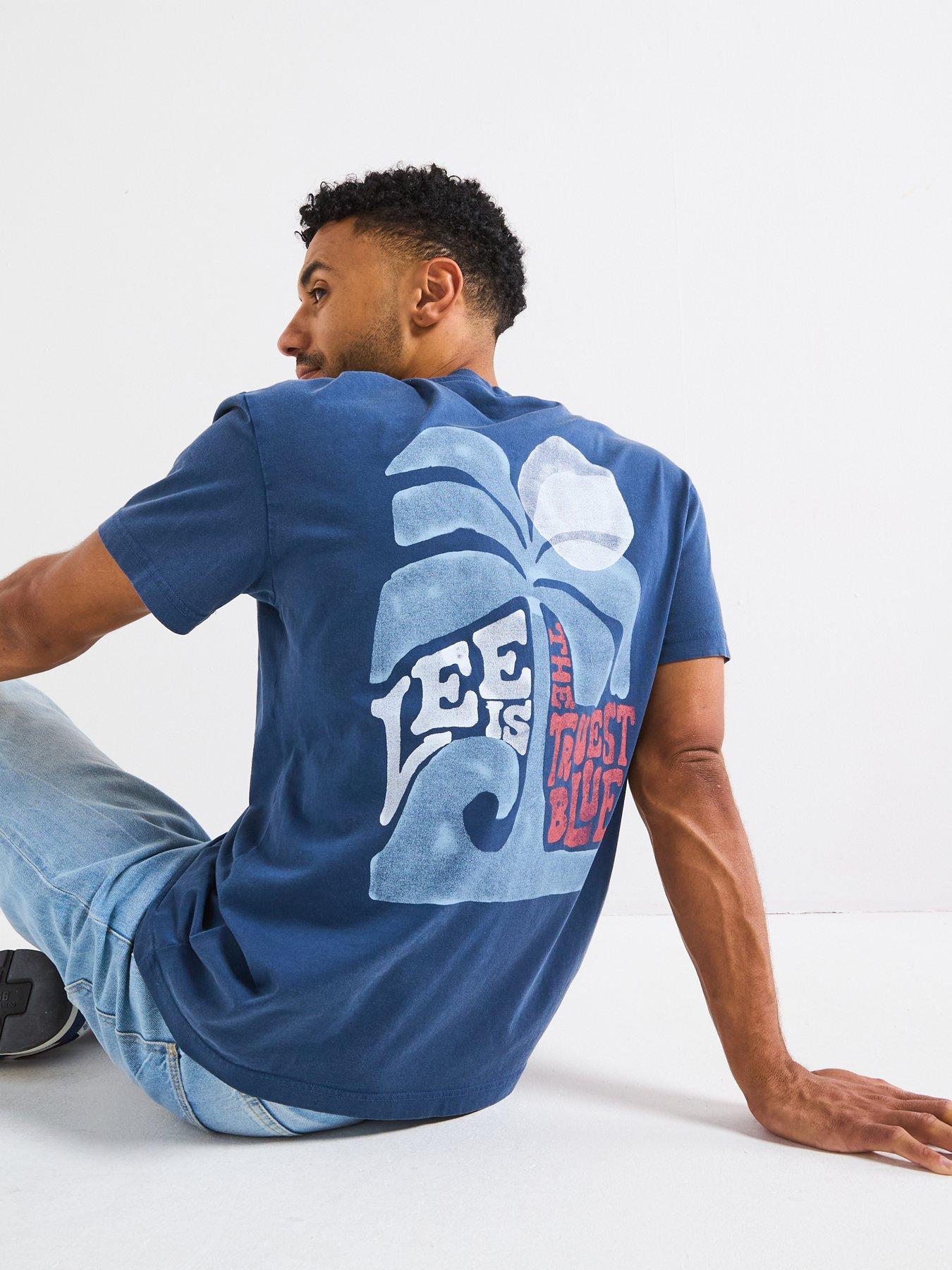 Image 5 of 5 of Lee Short Relaxed Graphic Back Print T-Shirt- Blue