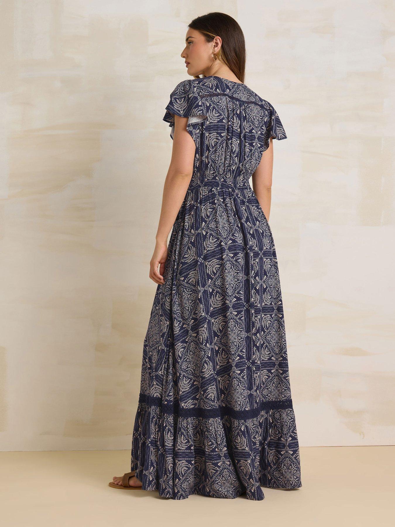 Image 2 of 4 of Long Tall Sally Tile Button Maxi Dress - Blue