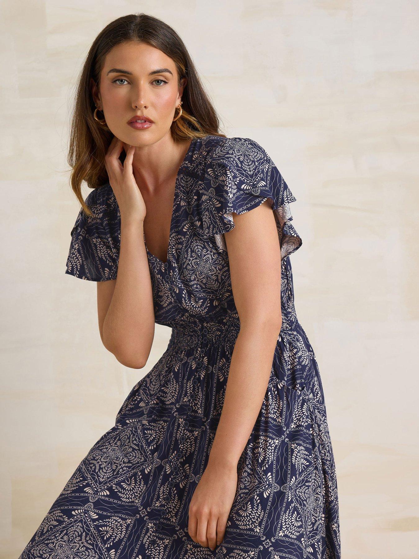 Image 4 of 4 of Long Tall Sally Tile Button Maxi Dress - Blue
