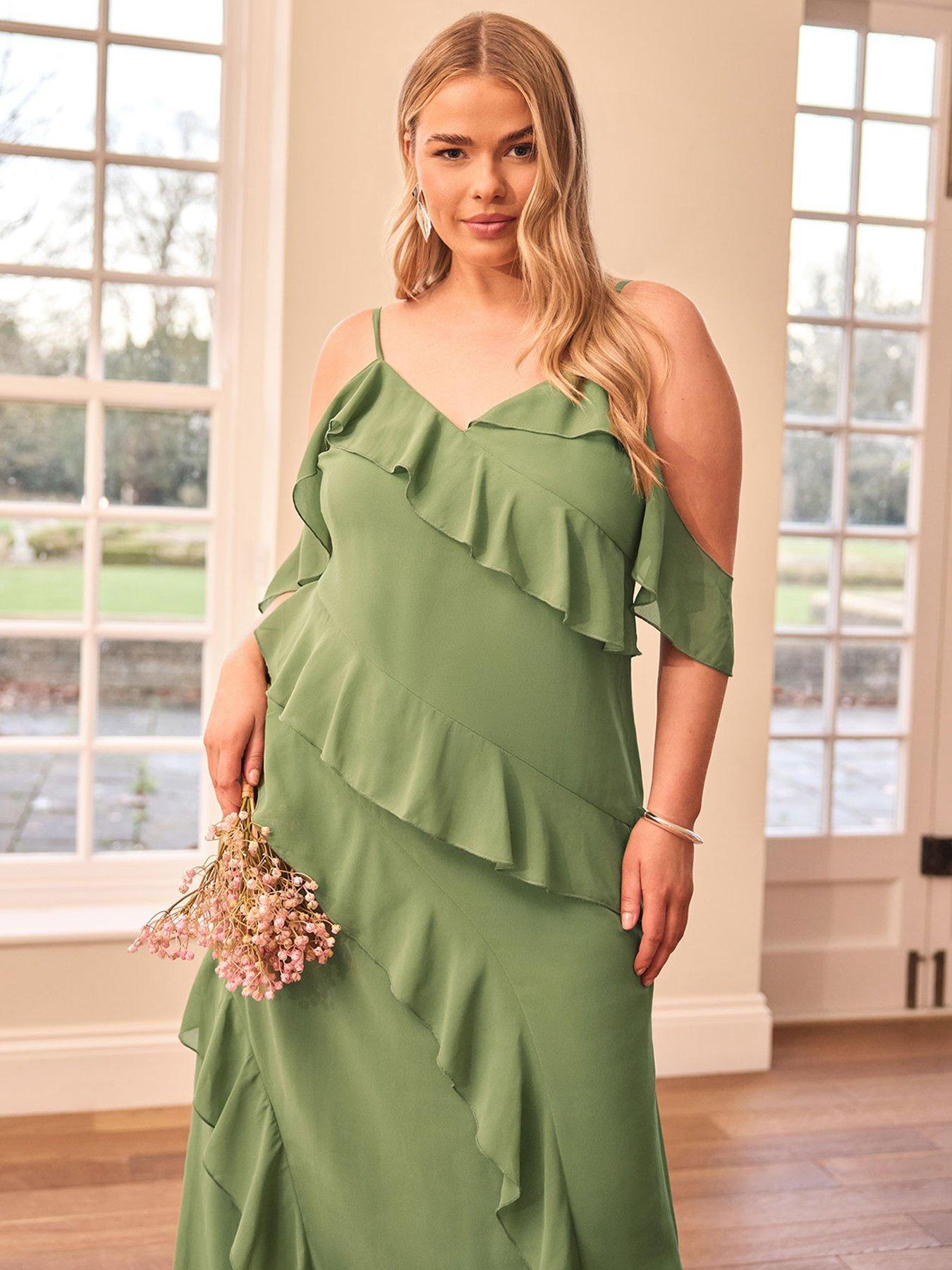 undefined Curve Ruffle Cold Shoulder Cami Dress