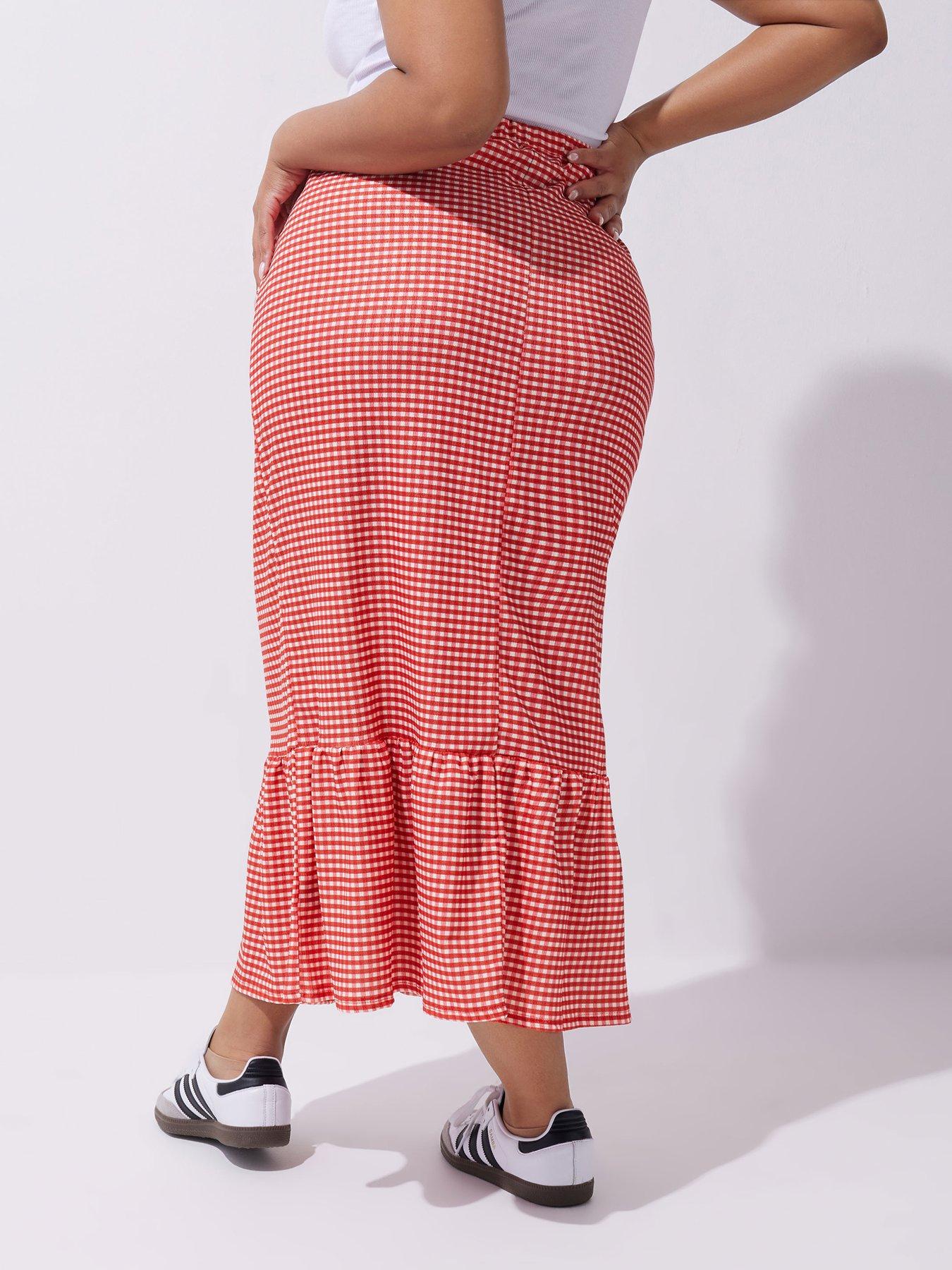 Image 2 of 4 of Yours Curve Gingham Skirt