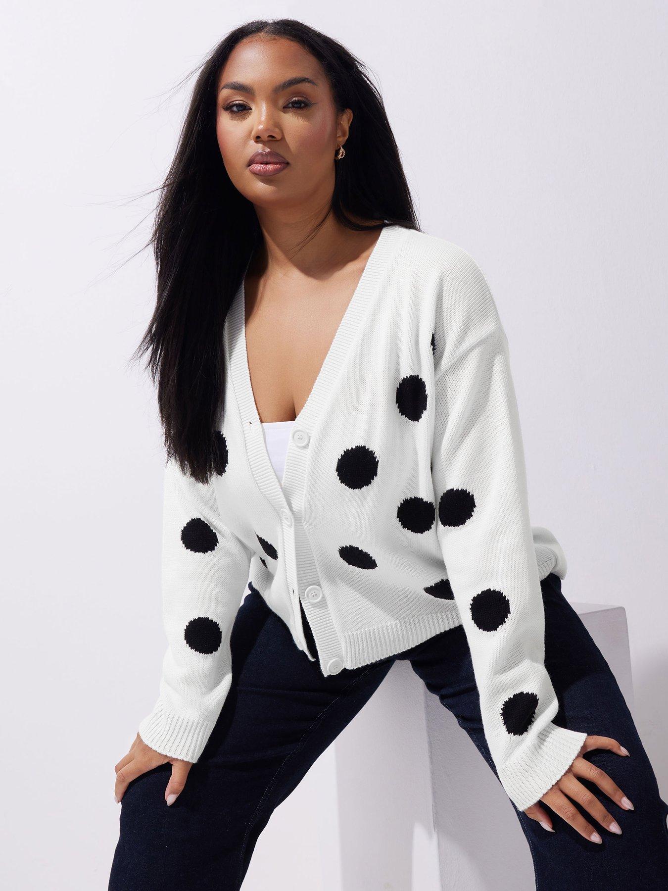 undefined Curve Polka Dot Cardigan