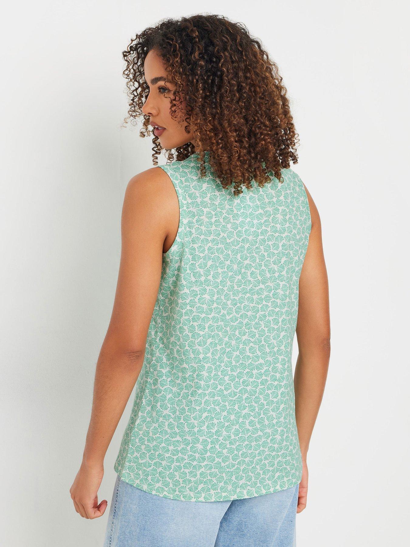 Image 2 of 4 of M&Co Sleeveless Cotton Henley Top - Green