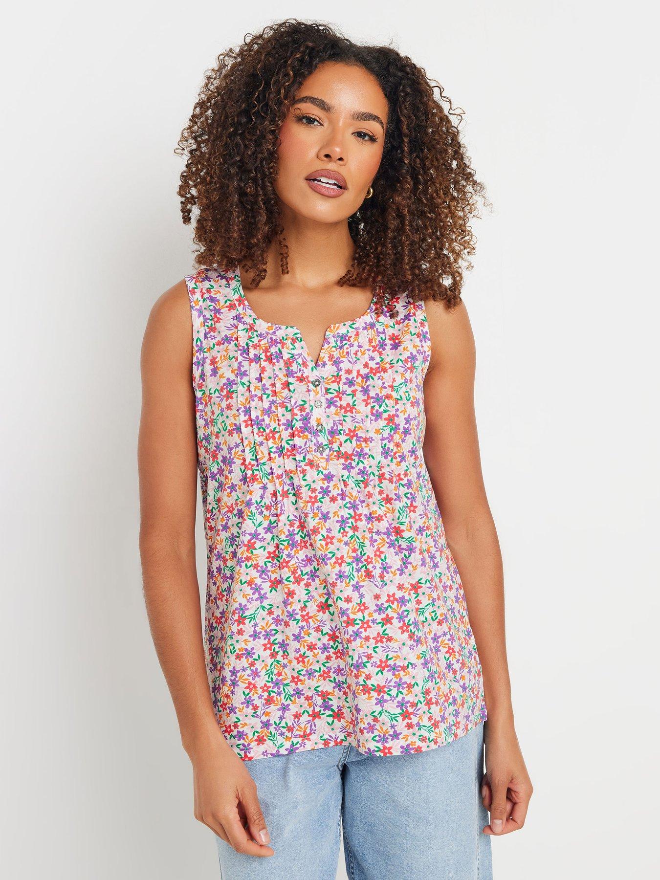 undefined Sleeveless Cotton Henley Top