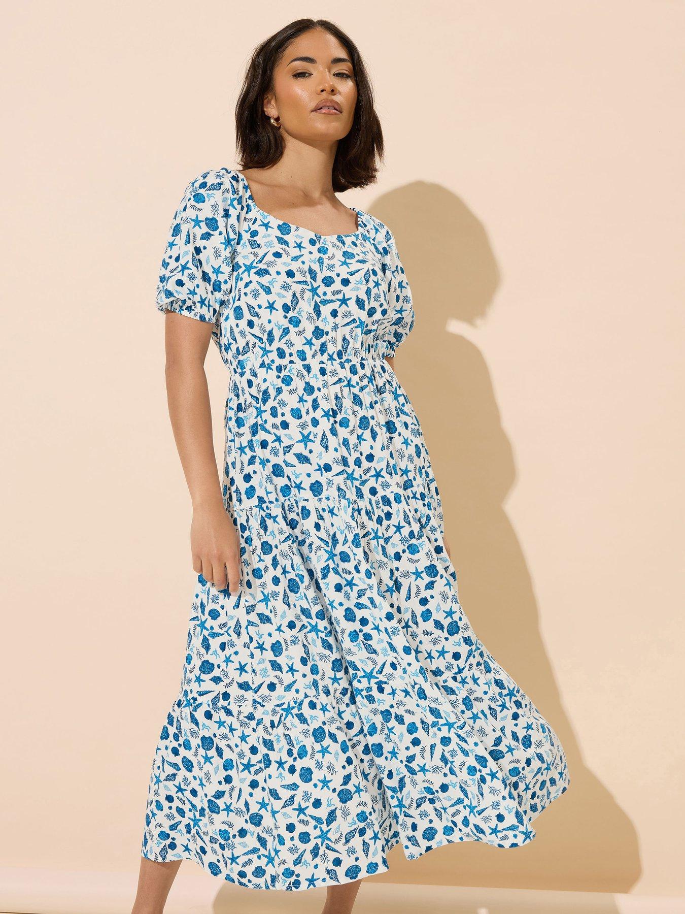 undefined Petite Puff Sleeve Midi Dress