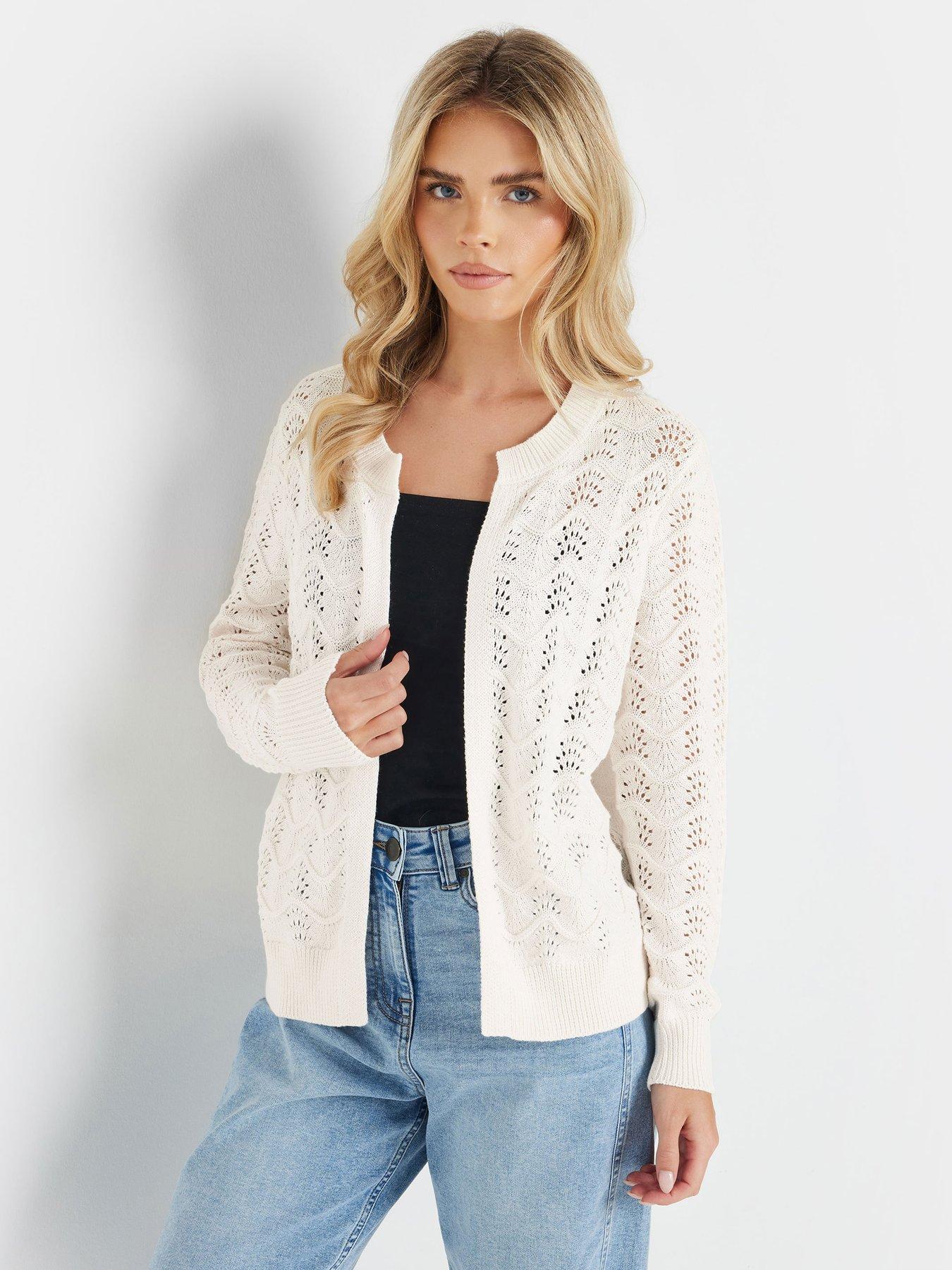 undefined Petite Pointelle Edge To Edge Cardigan