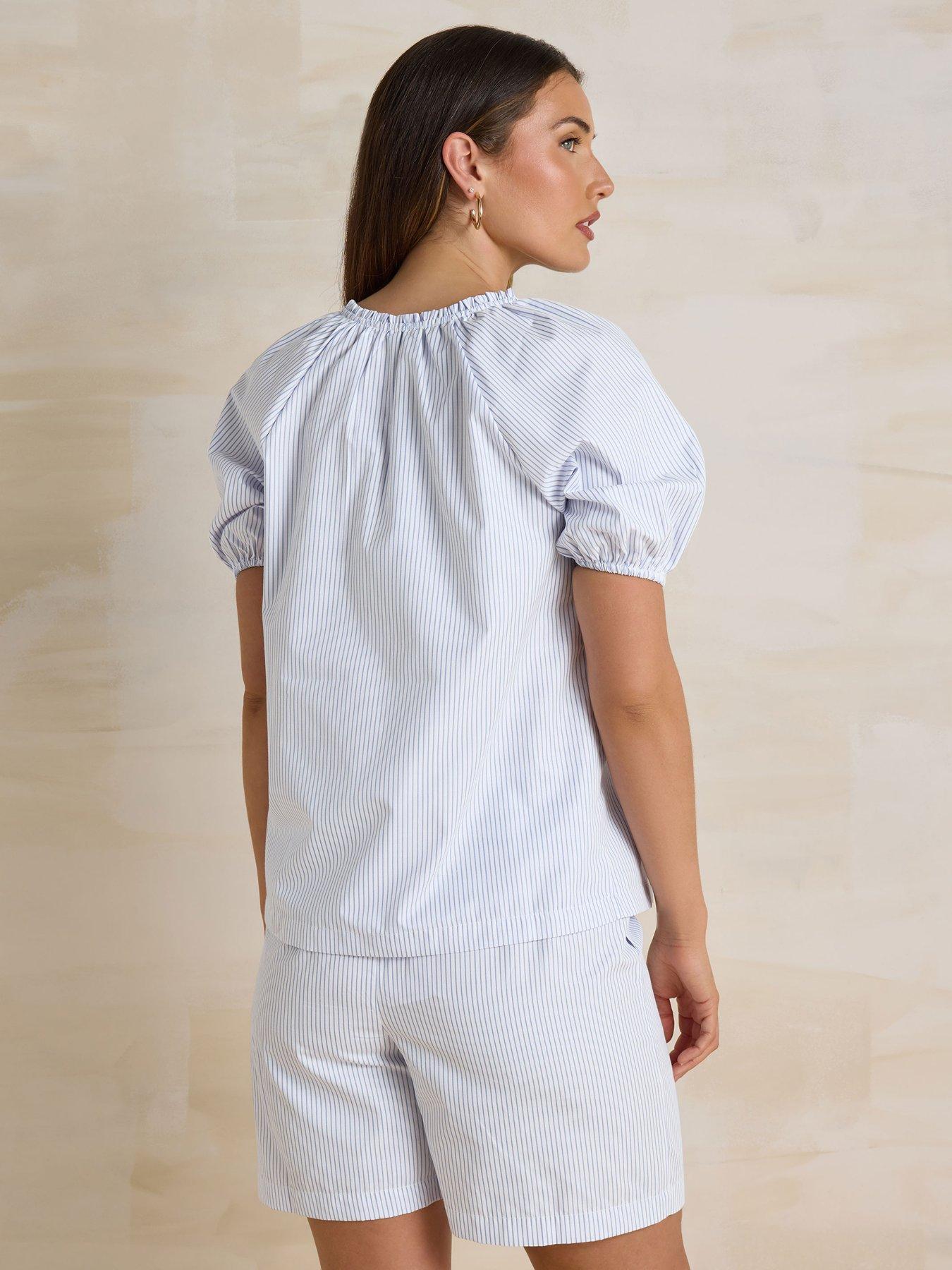 Image 2 of 4 of Long Tall Sally Stripe Notch Neck Blouse - White