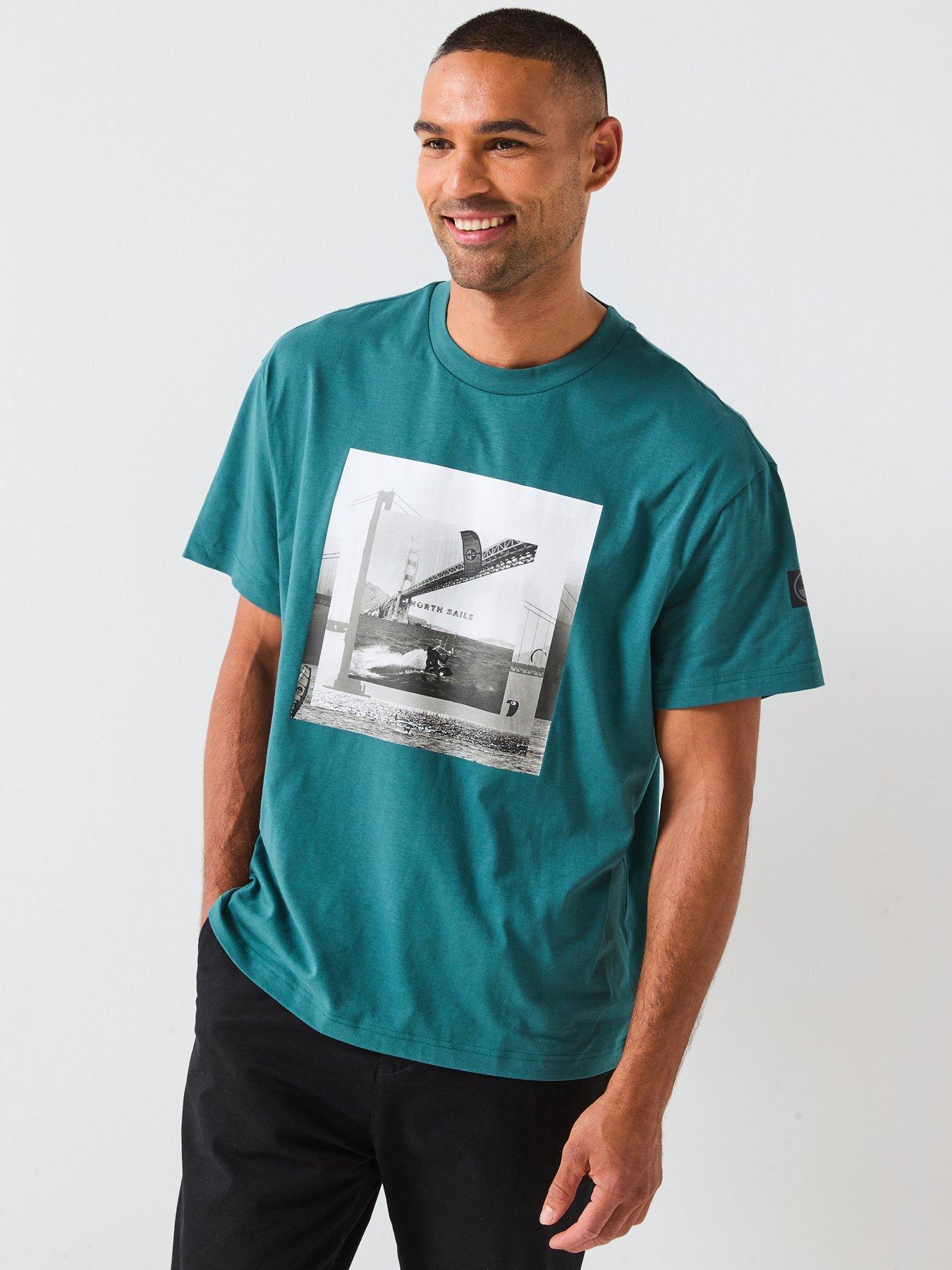 undefined Photo Print Crew Neck T-Shirt - Dark Aqua