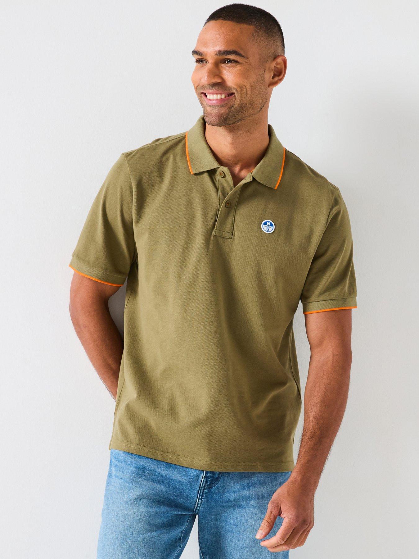 undefined Tipped Collar Short Sleeve Polo Shirt - Dark Green