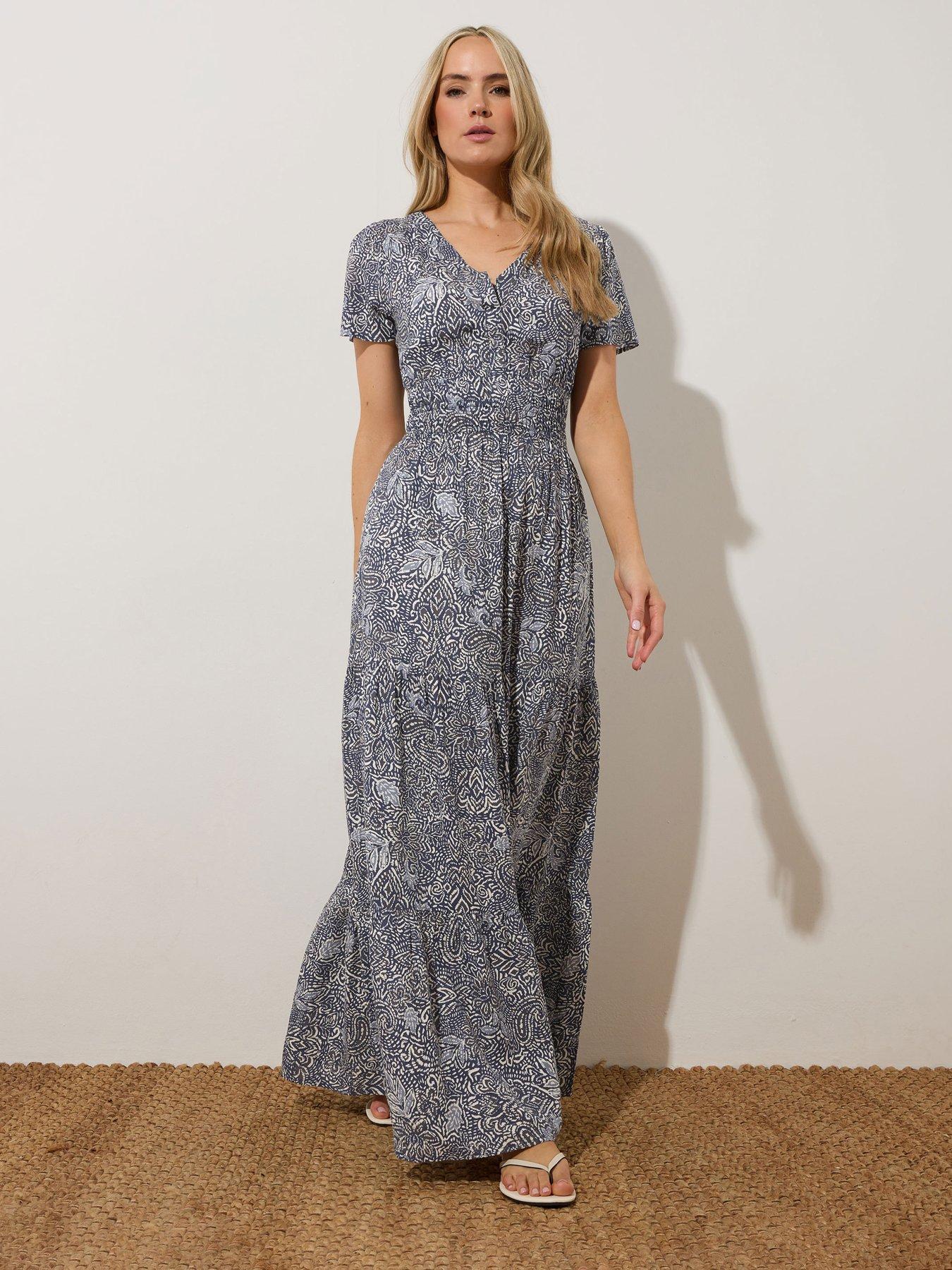 undefined Floral Tiered Maxi Dress - Blue