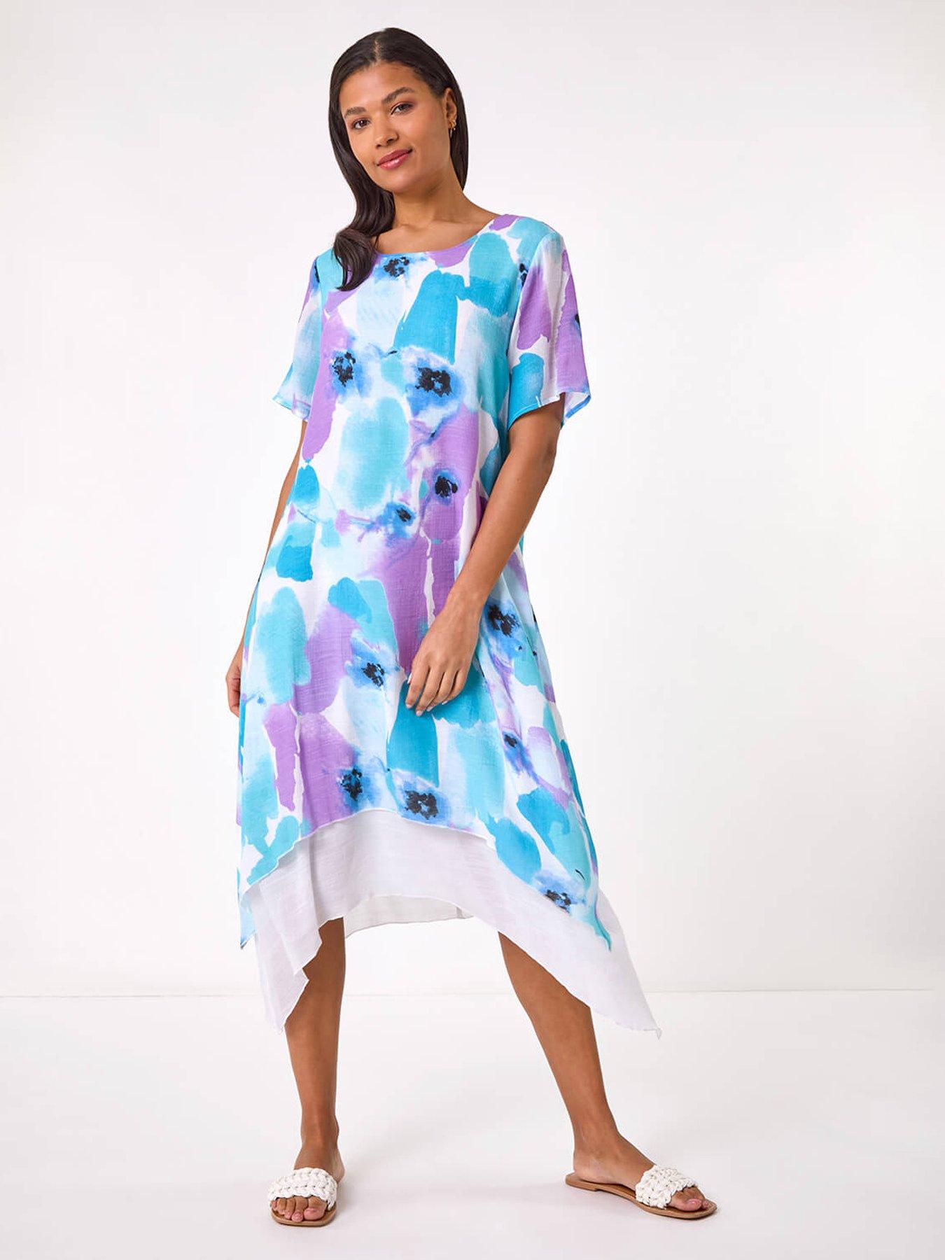 undefined Abstract Print Double Layer Shift Dress