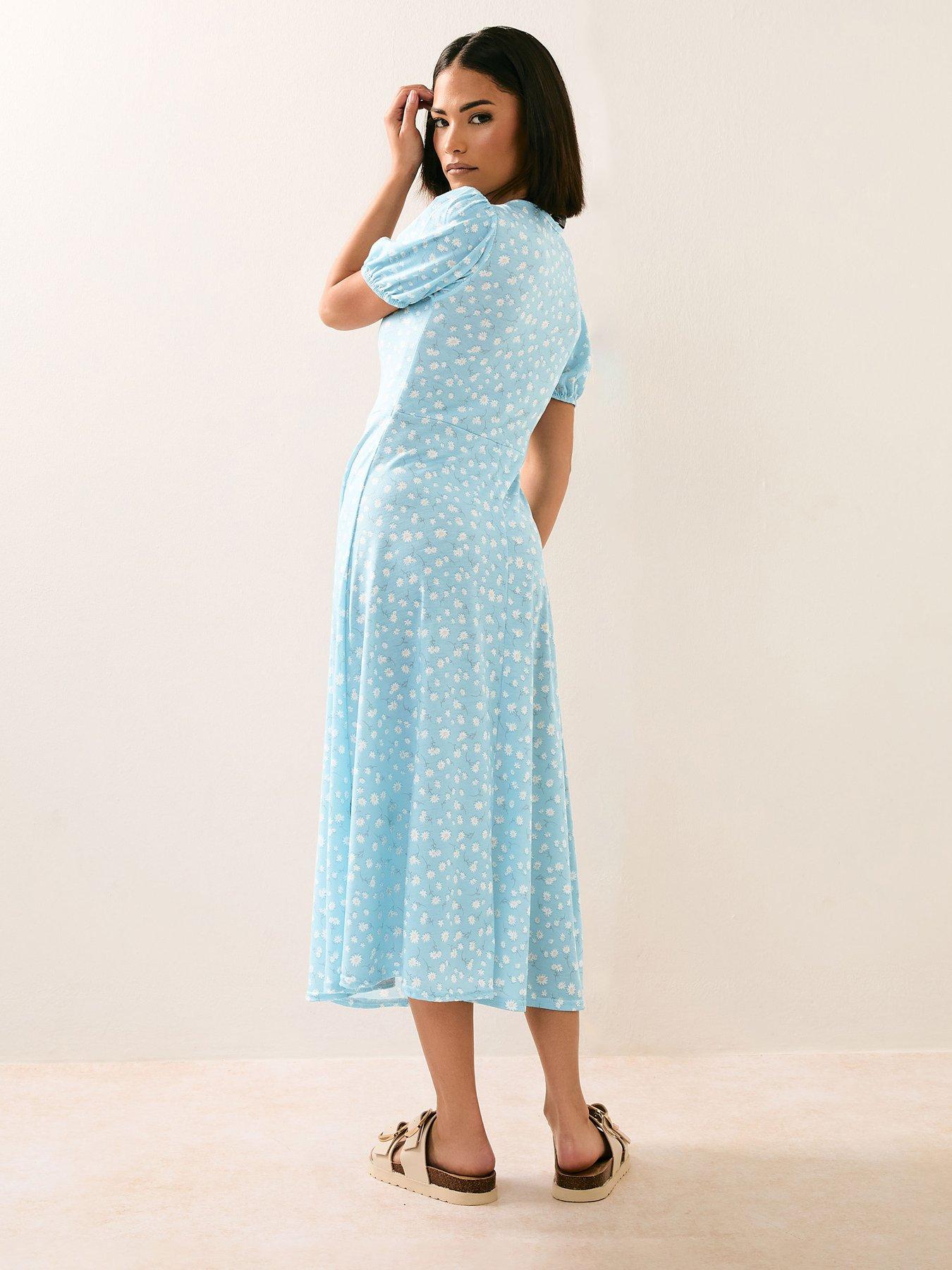 Image 2 of 6 of PixieGirl Petite Daisy Tie Front Midi Dress