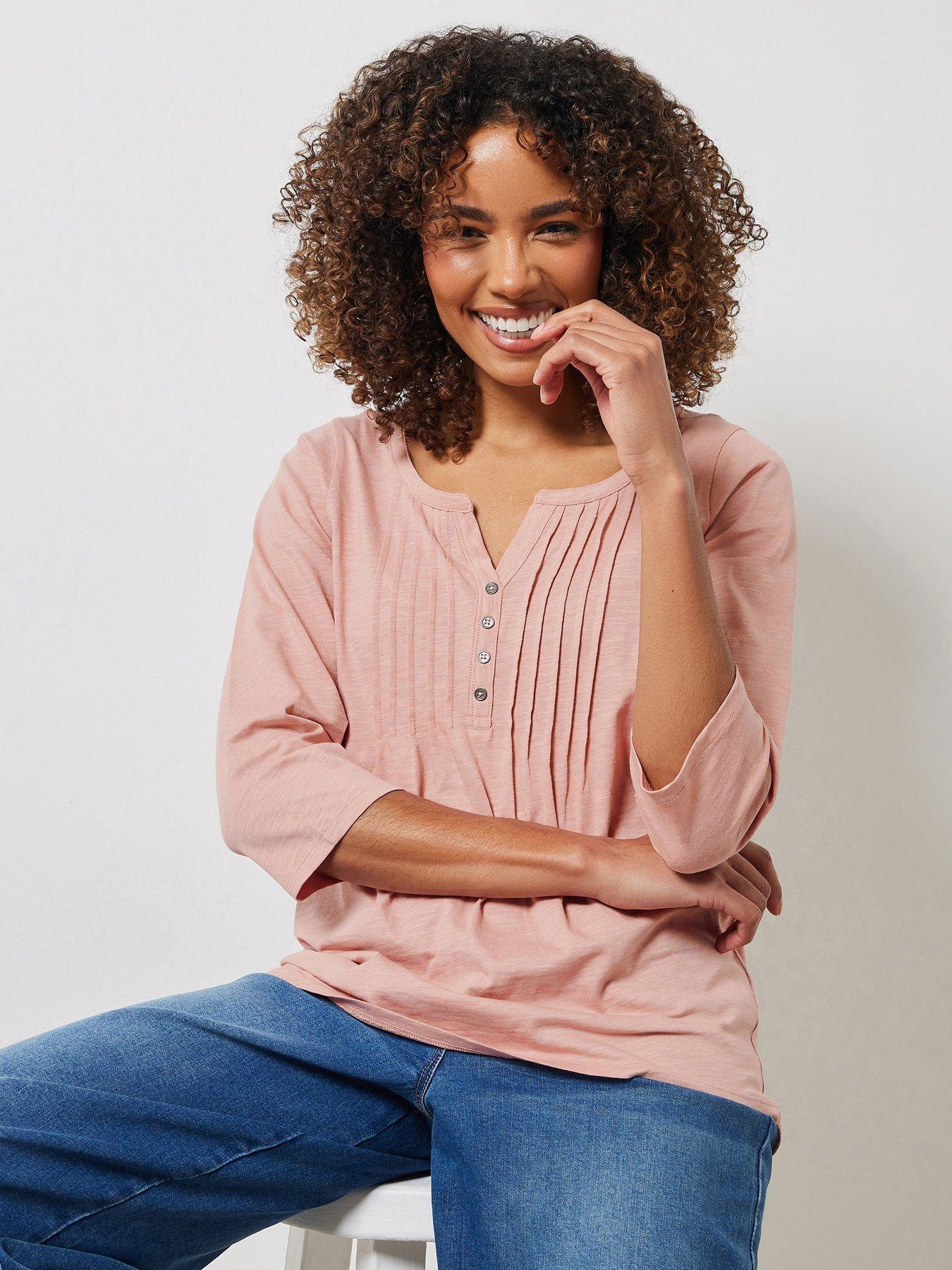 undefined 3/4 Sleeve Henley Top - Green