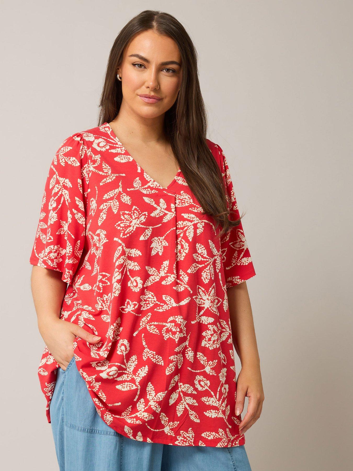 undefined Angel Sleeve Pleat Top - Red