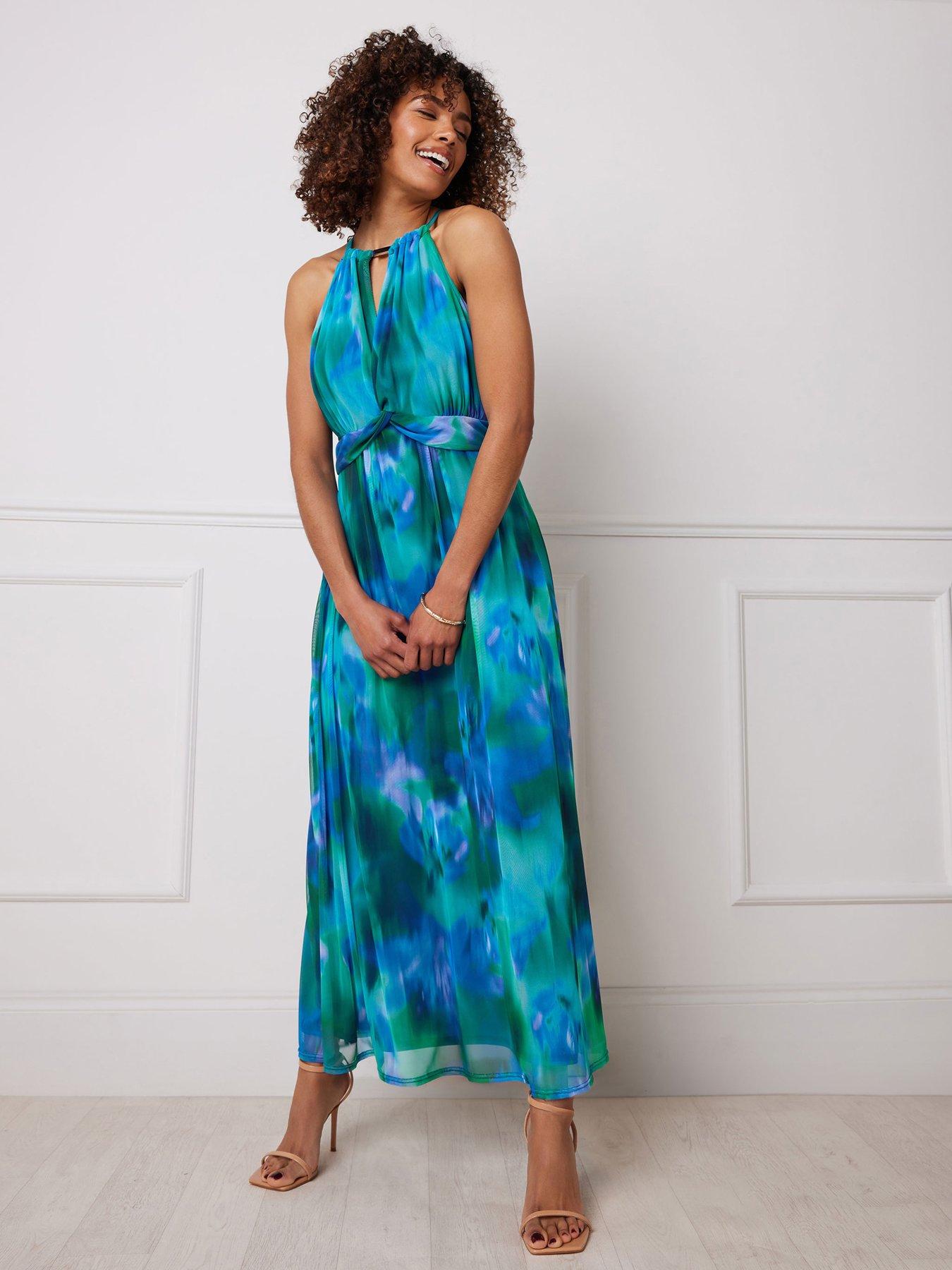 undefined Mesh Halter Maxi Dress
