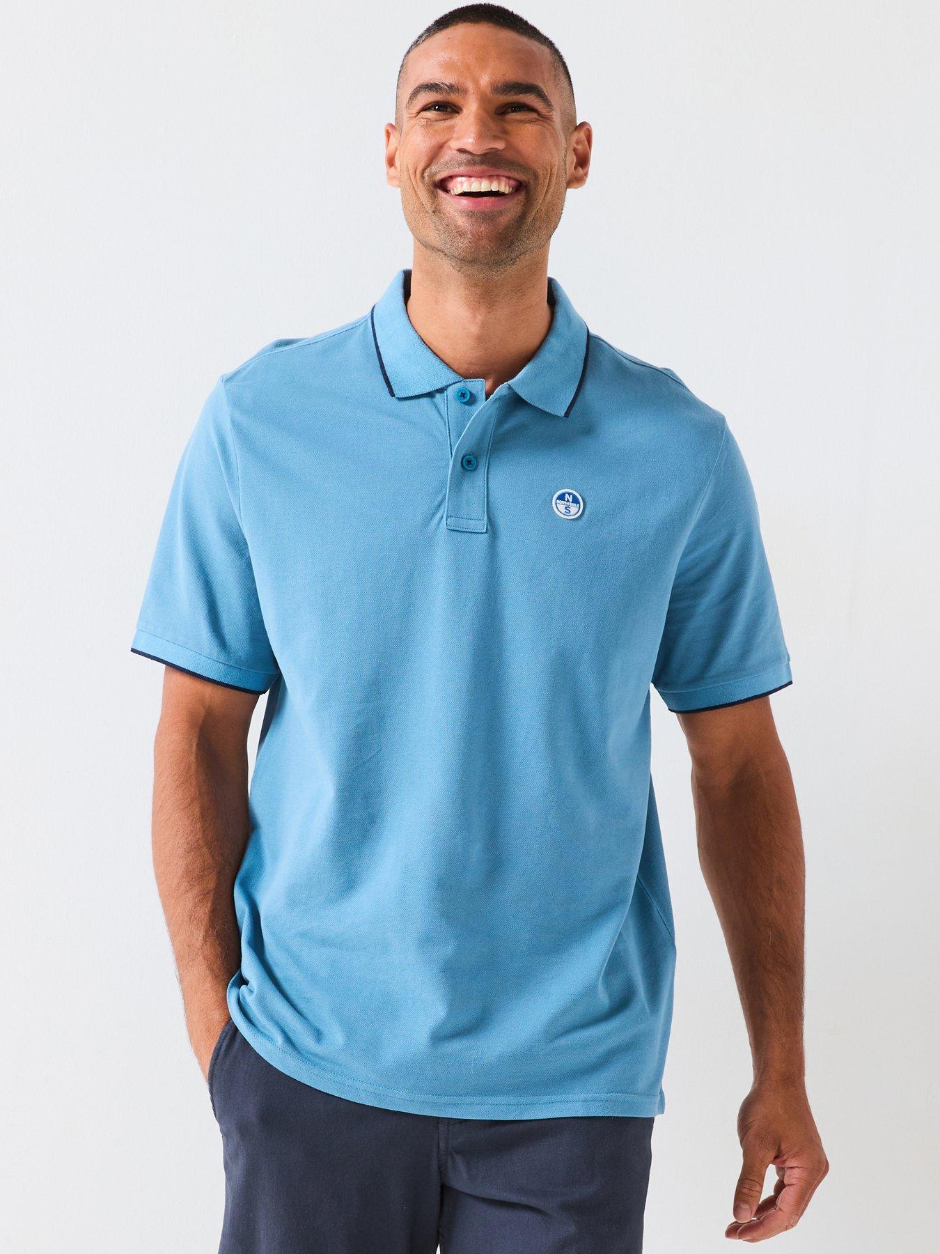 undefined North Sails Tipped Collar Short Sleeve Polo Shirt - Aqua