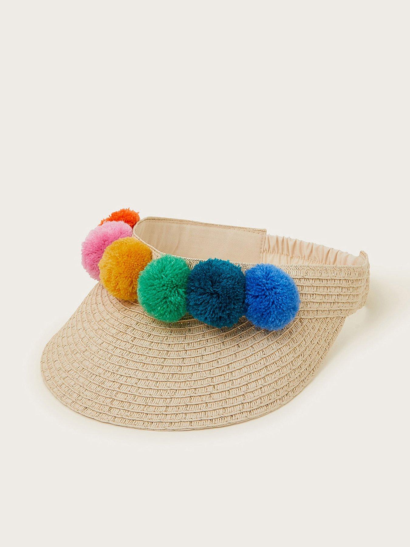 undefined Girls Pom Woven Sun Visor - Multi