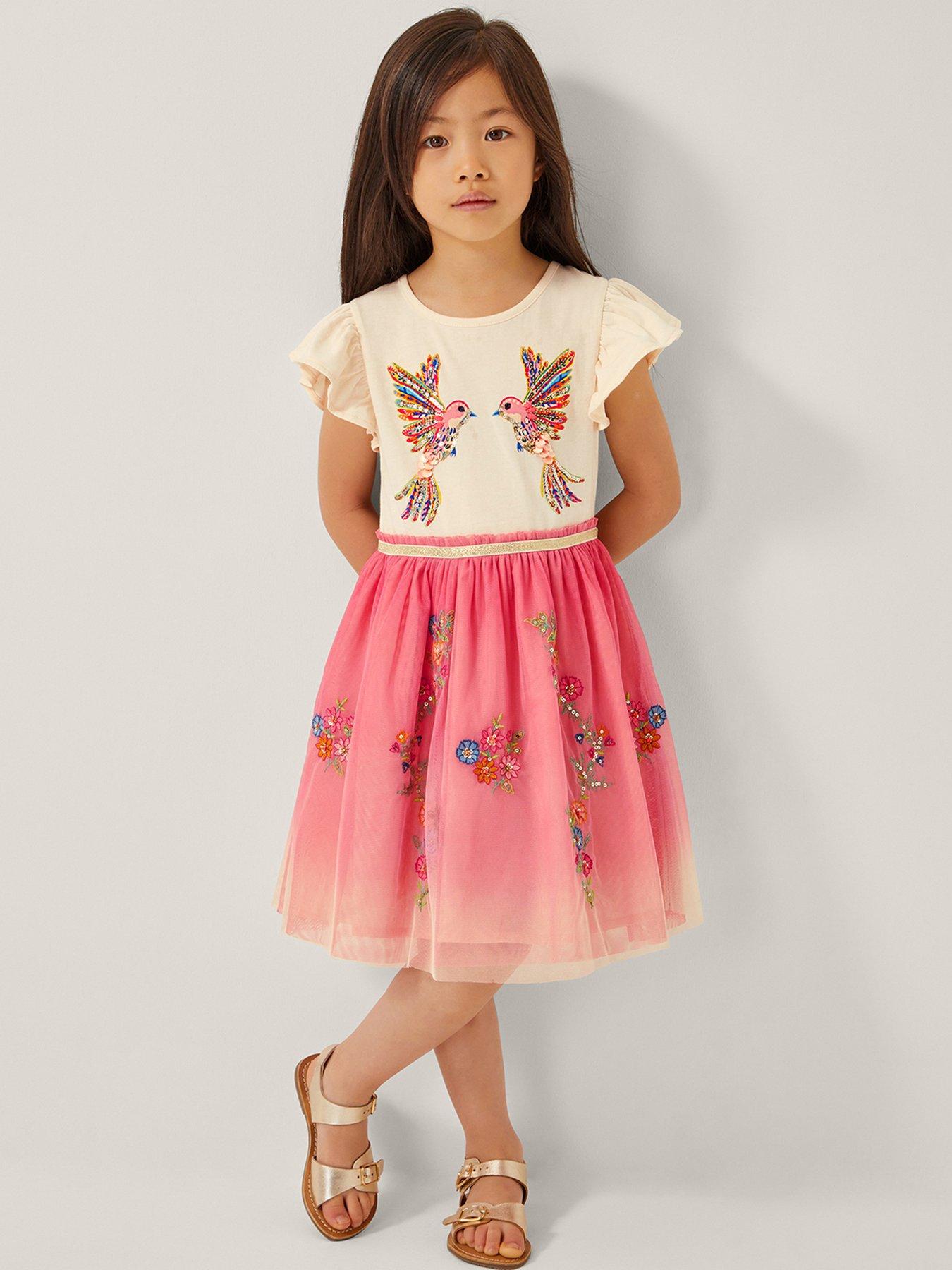 undefined Girls Ombre Glitzy Mesh Disco Dress - Pink