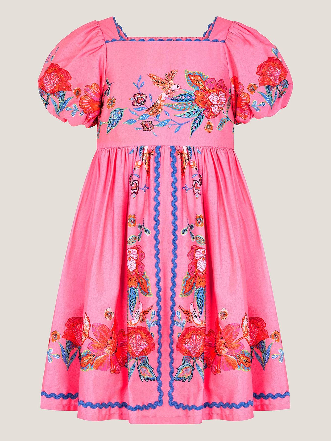 undefined Girls Aurelia Placement Frill Dress - Pink