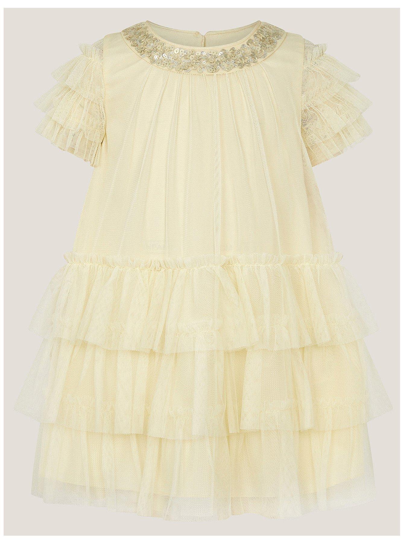 Image 1 of 3 of Monsoon Baby Girls Alexandra Swing Dress - Light Yellow