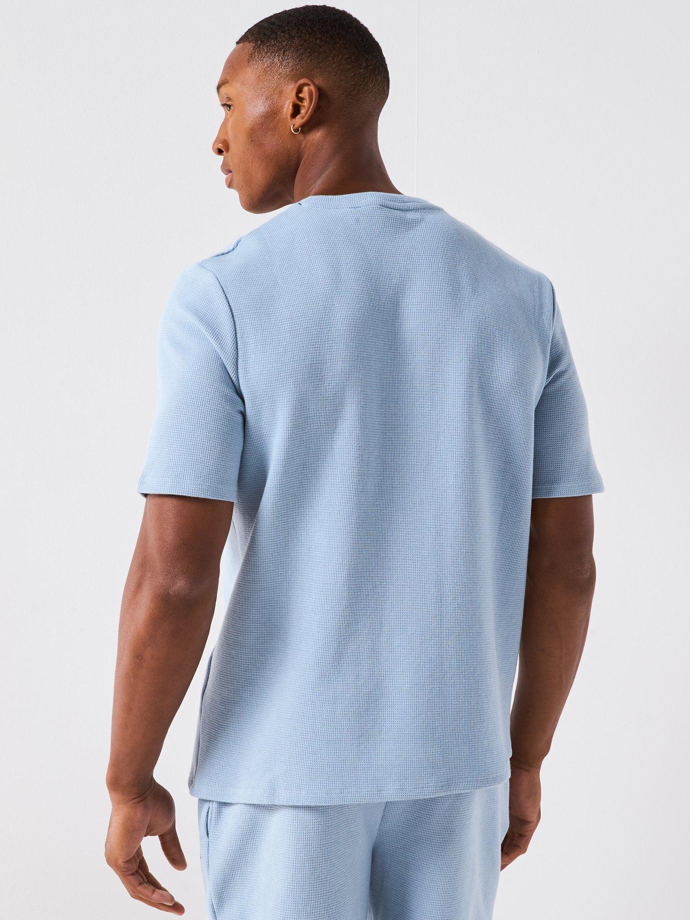 Image 2 of 6 of BOSS Regular Fit Waffle Loungewear T-Shirt - Light Blue