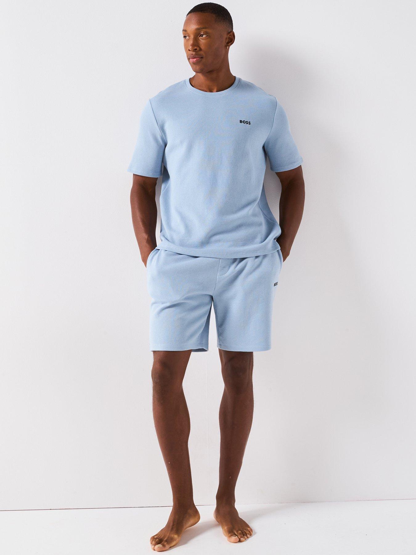 Image 3 of 6 of BOSS Regular Fit Waffle Loungewear T-Shirt - Light Blue