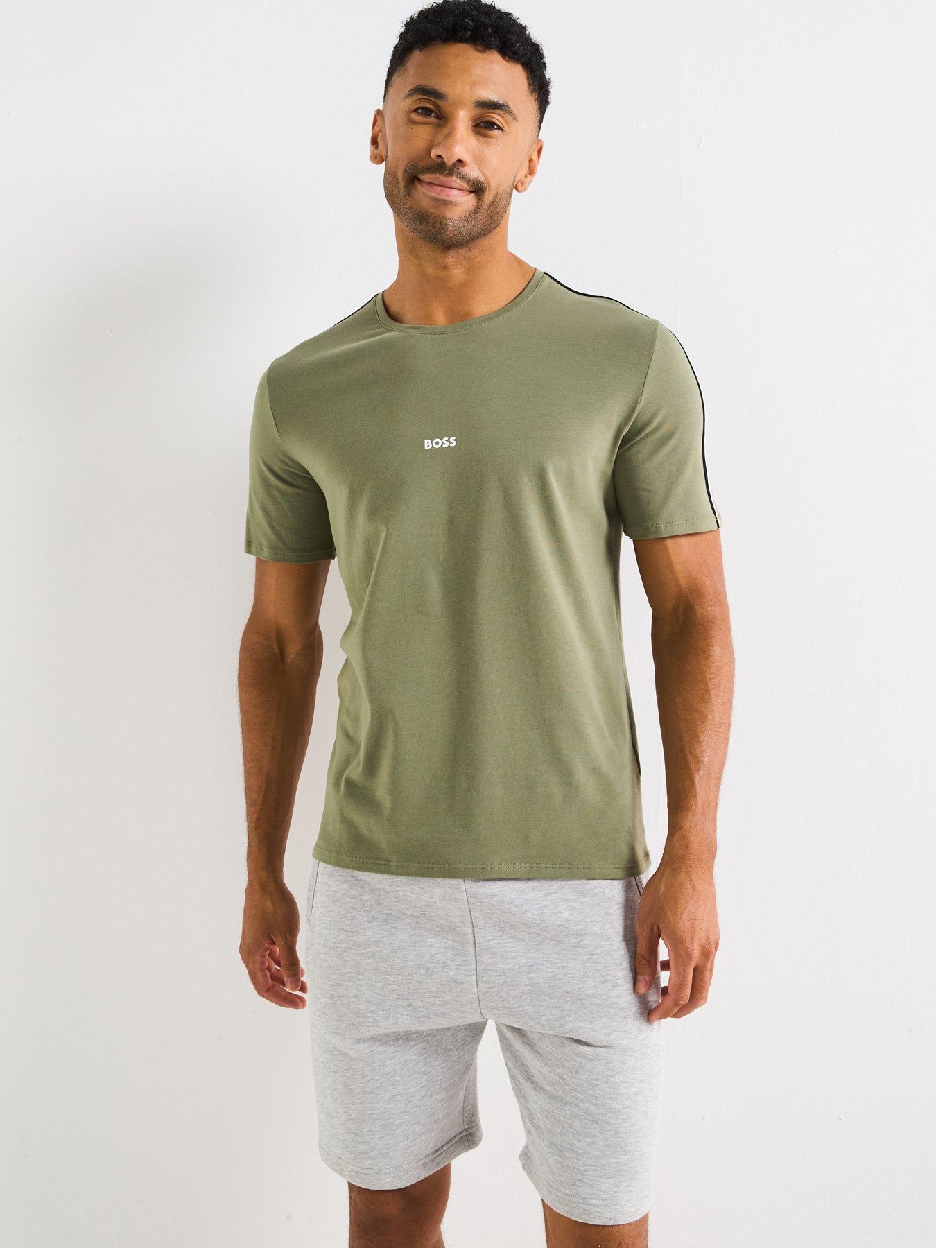 undefined Unique Global Stripe Taped Loungewear T-Shirt - Khaki