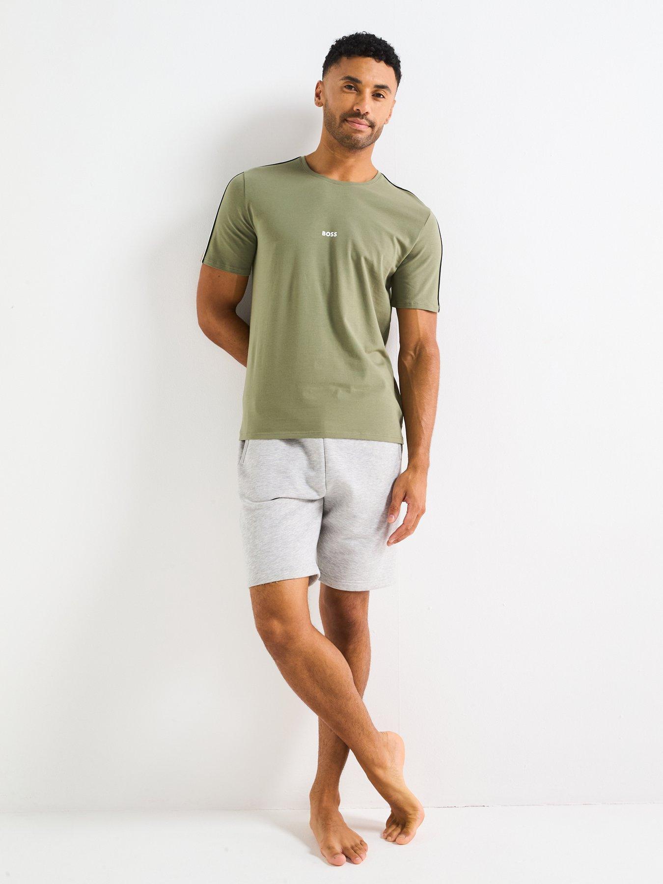 Image 3 of 4 of BOSS Unique Global Stripe Taped Loungewear T-Shirt - Khaki