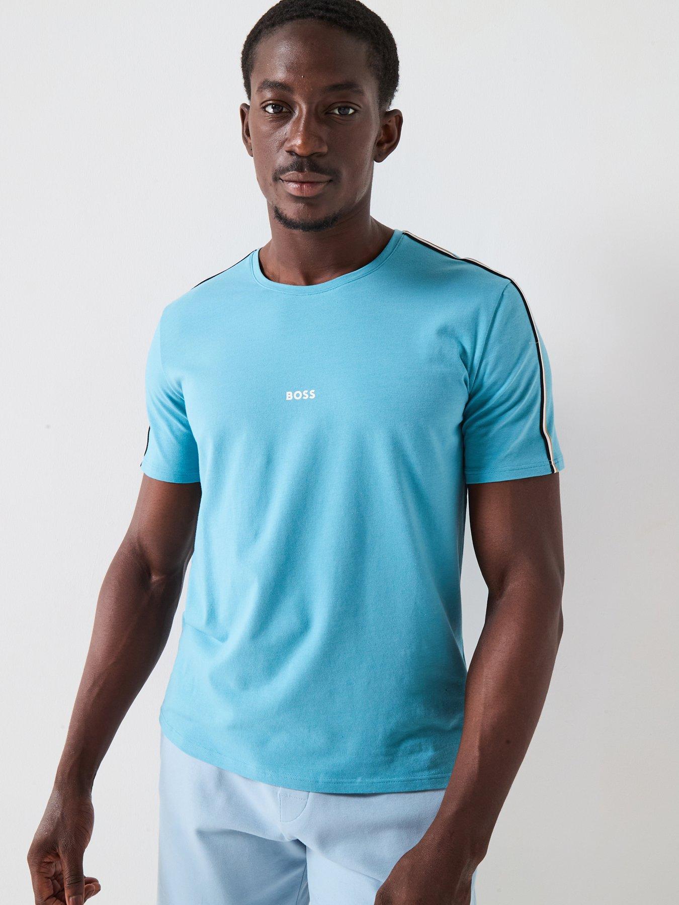 undefined Unique Global Stripe Taped Loungewear T-Shirt - Light Blue
