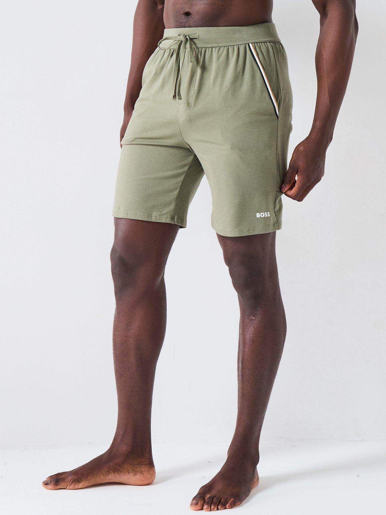 undefined Unique Global Stripe Taped Loungewear Shorts - Khaki