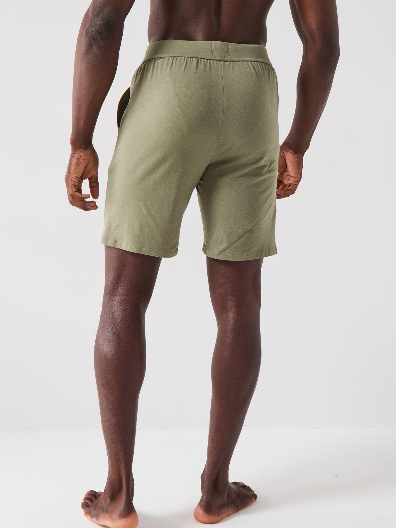 Image 2 of 4 of BOSS Unique Global Stripe Taped Loungewear Shorts - Khaki