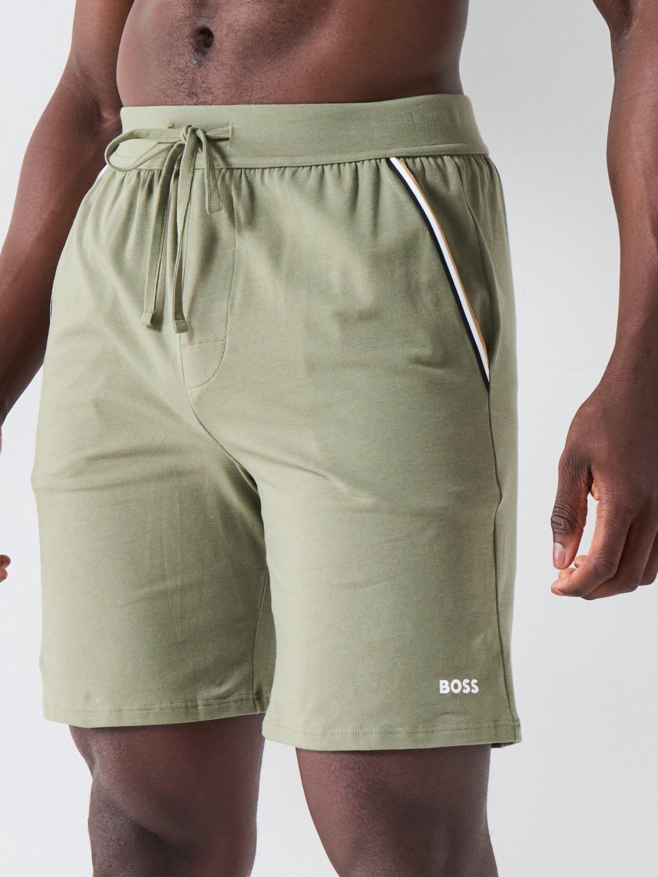 Image 4 of 4 of BOSS Unique Global Stripe Taped Loungewear Shorts - Khaki