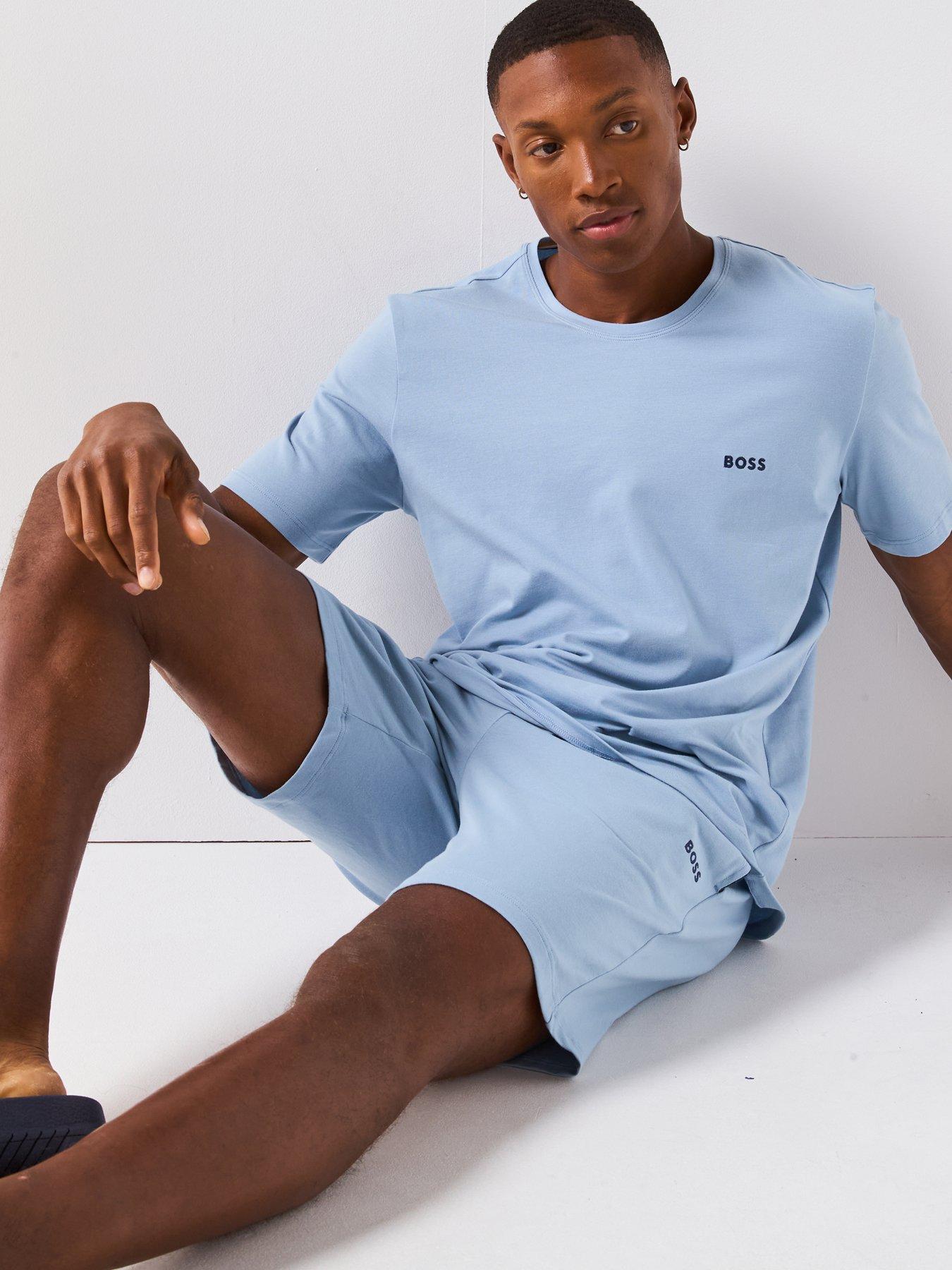 Image 6 of 6 of BOSS Mix &amp; Match Lightweight Loungewear Shorts - Light Blue