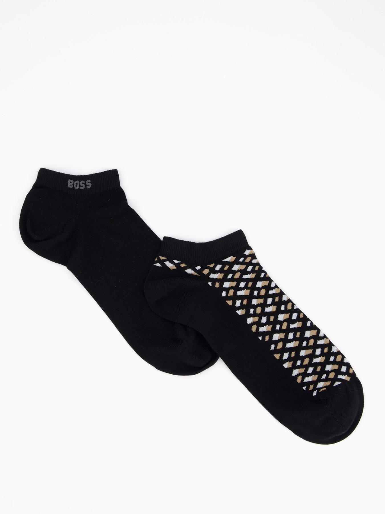 undefined 2 Pack Monogram Crew Socks - Black