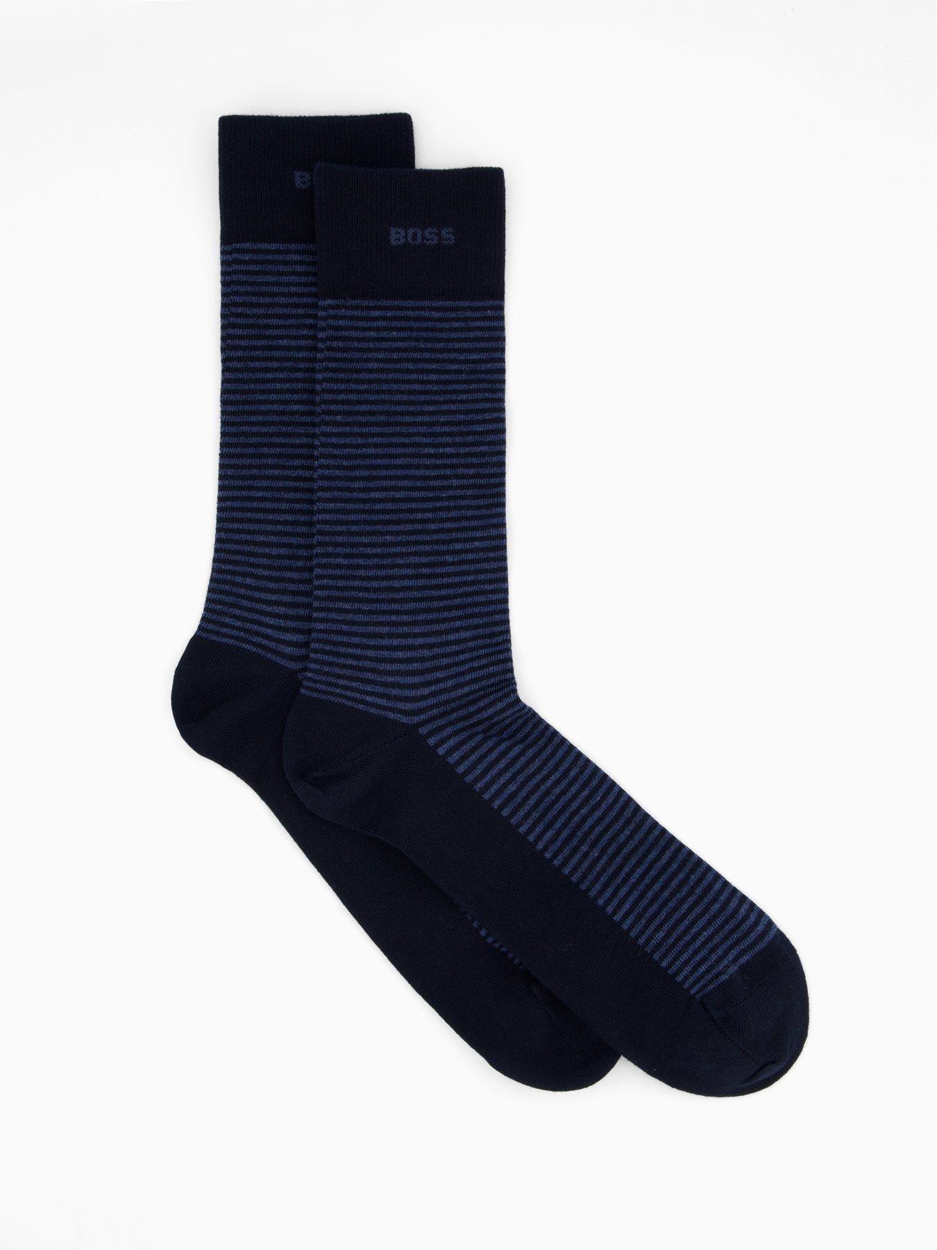 Image 2 of 3 of BOSS 2 Pack Striped Crew Socks - Navy
