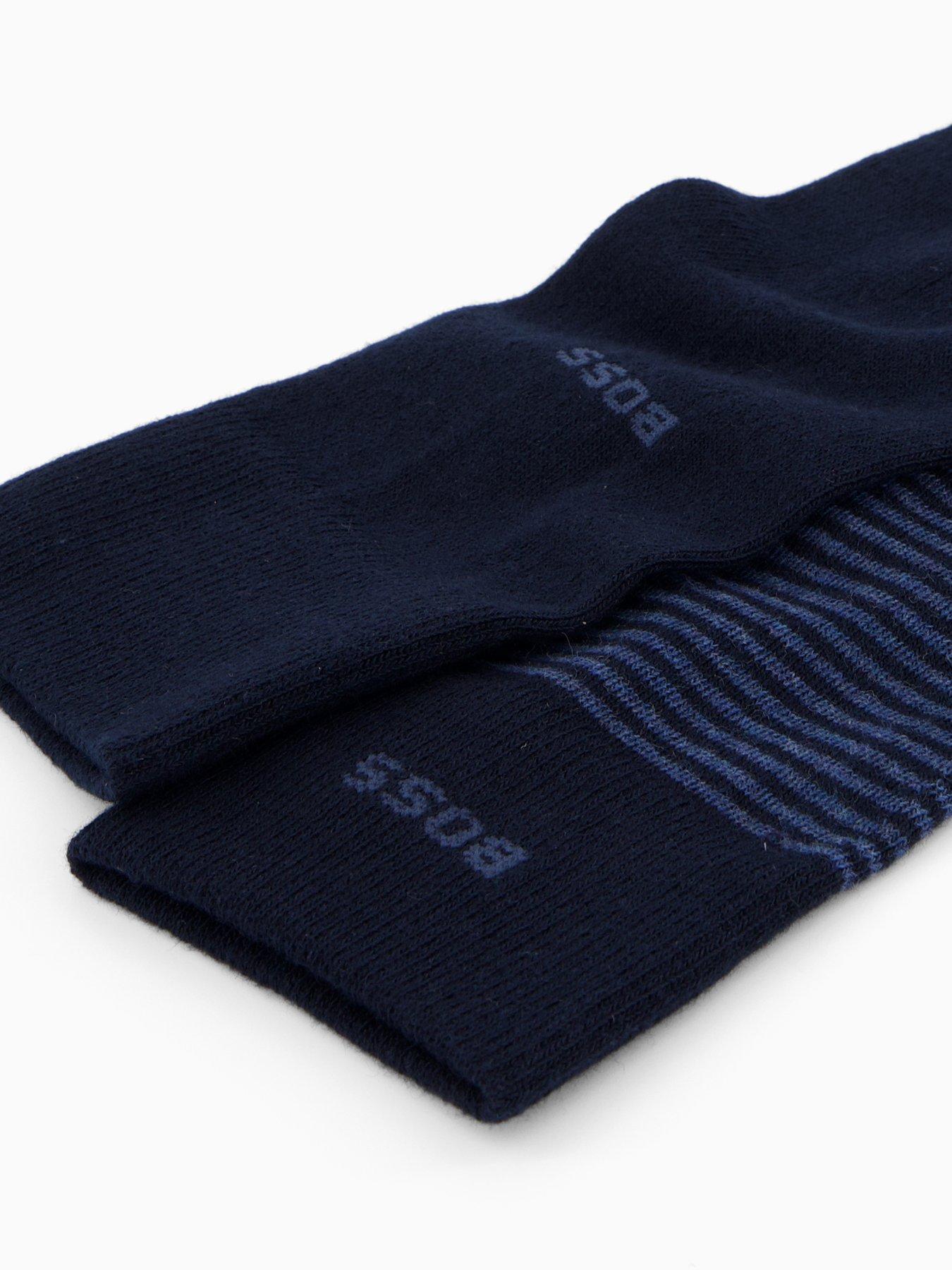 Image 3 of 3 of BOSS 2 Pack Striped Crew Socks - Navy