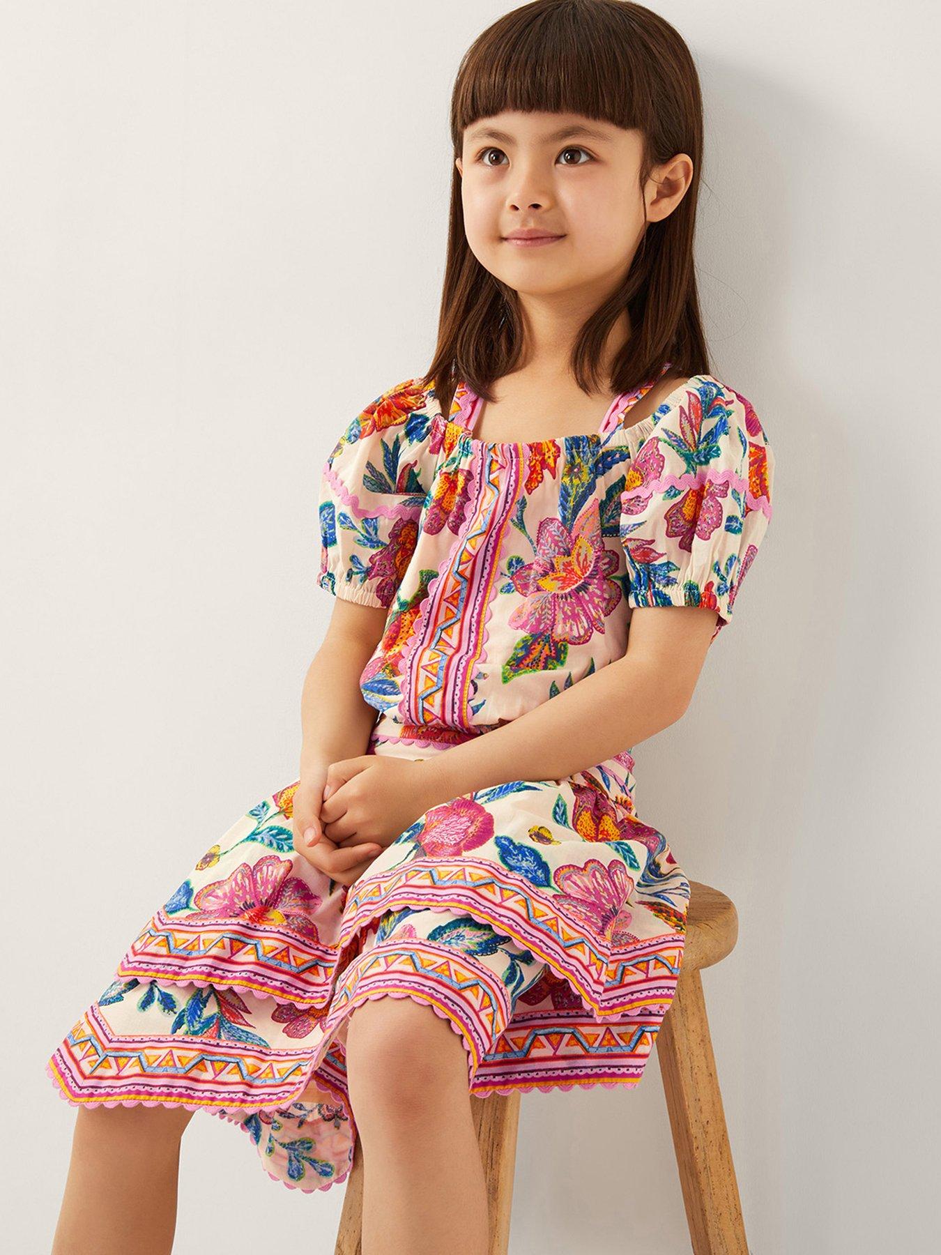 undefined Girls Aurelia Top And Skirt Set - Light Cream