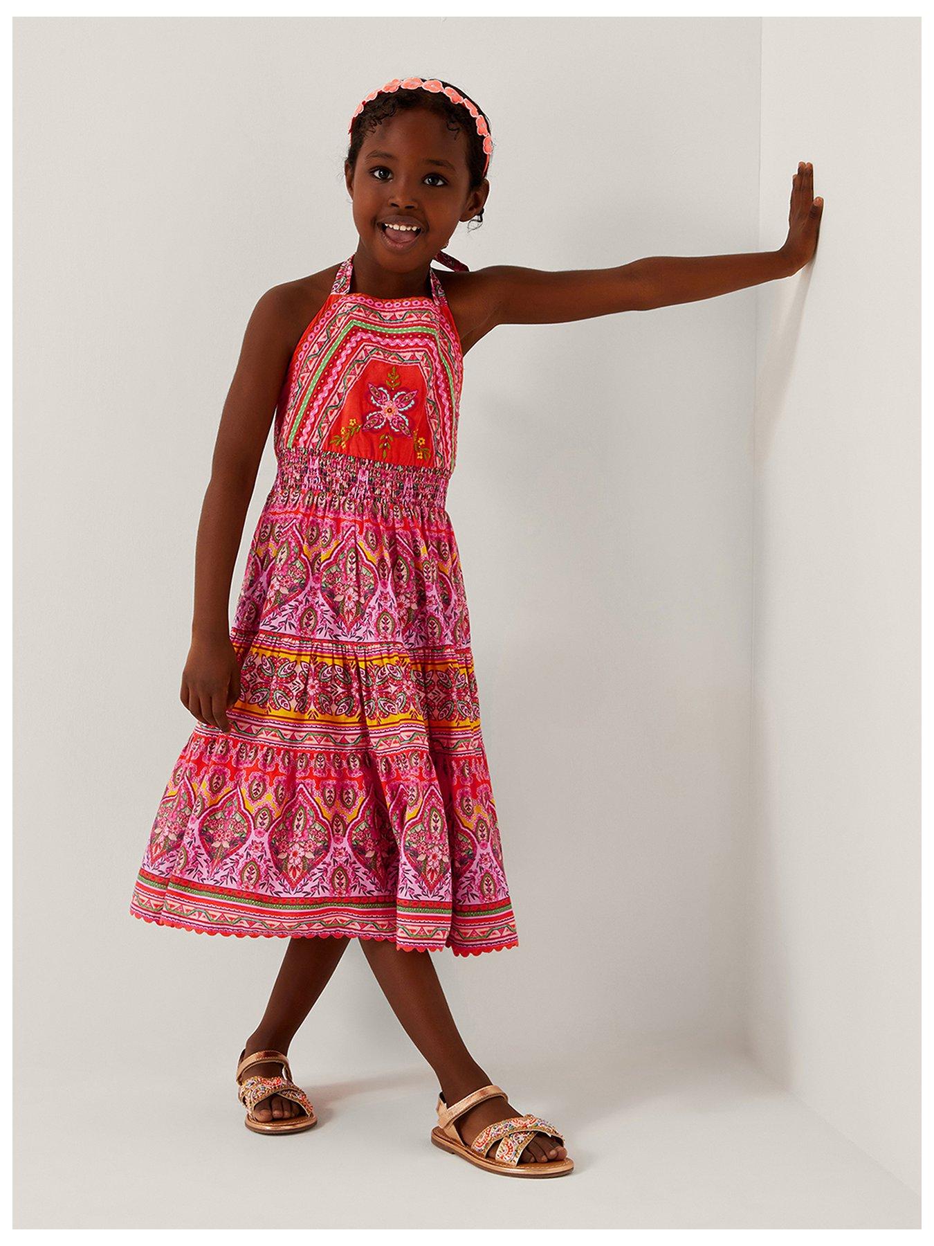 undefined Girls Heritage Halterneck Dress - Orange