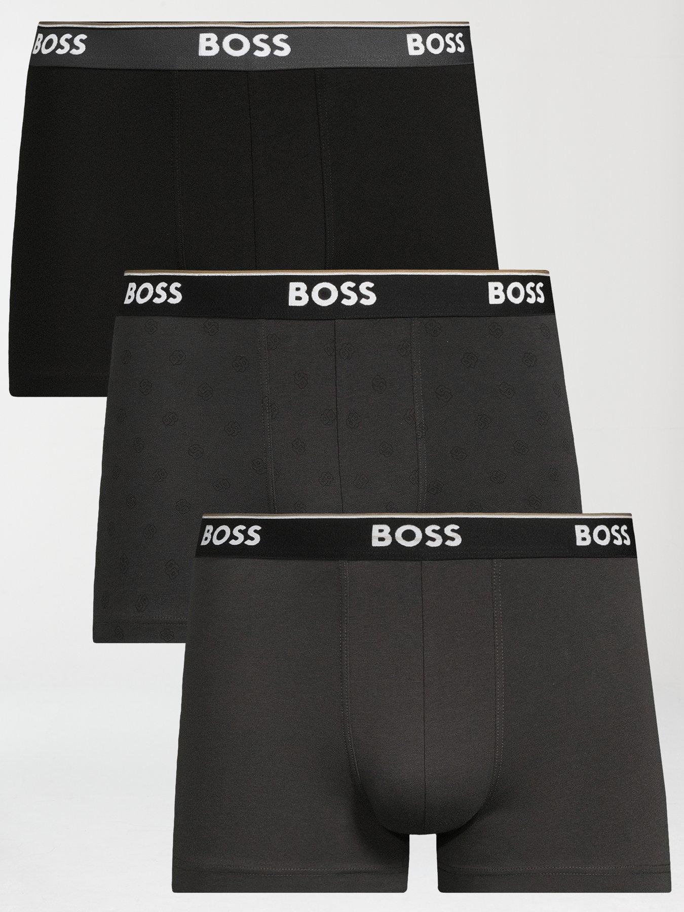 BOSS 3 Pack Power Mono Printed Trunks - Grey
