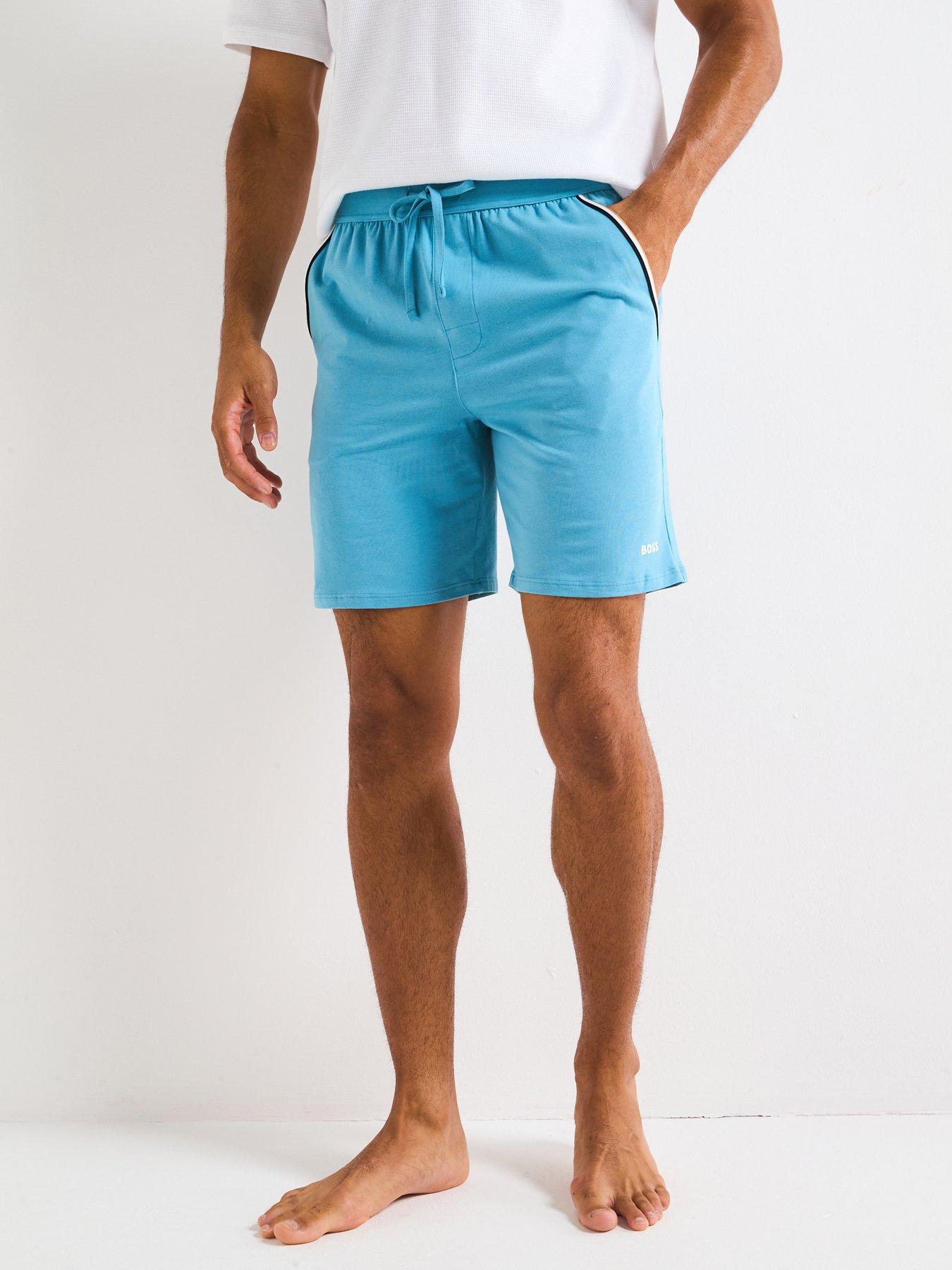 BOSS Unique Global Stripe Taped Loungewear Shorts - Light Blue