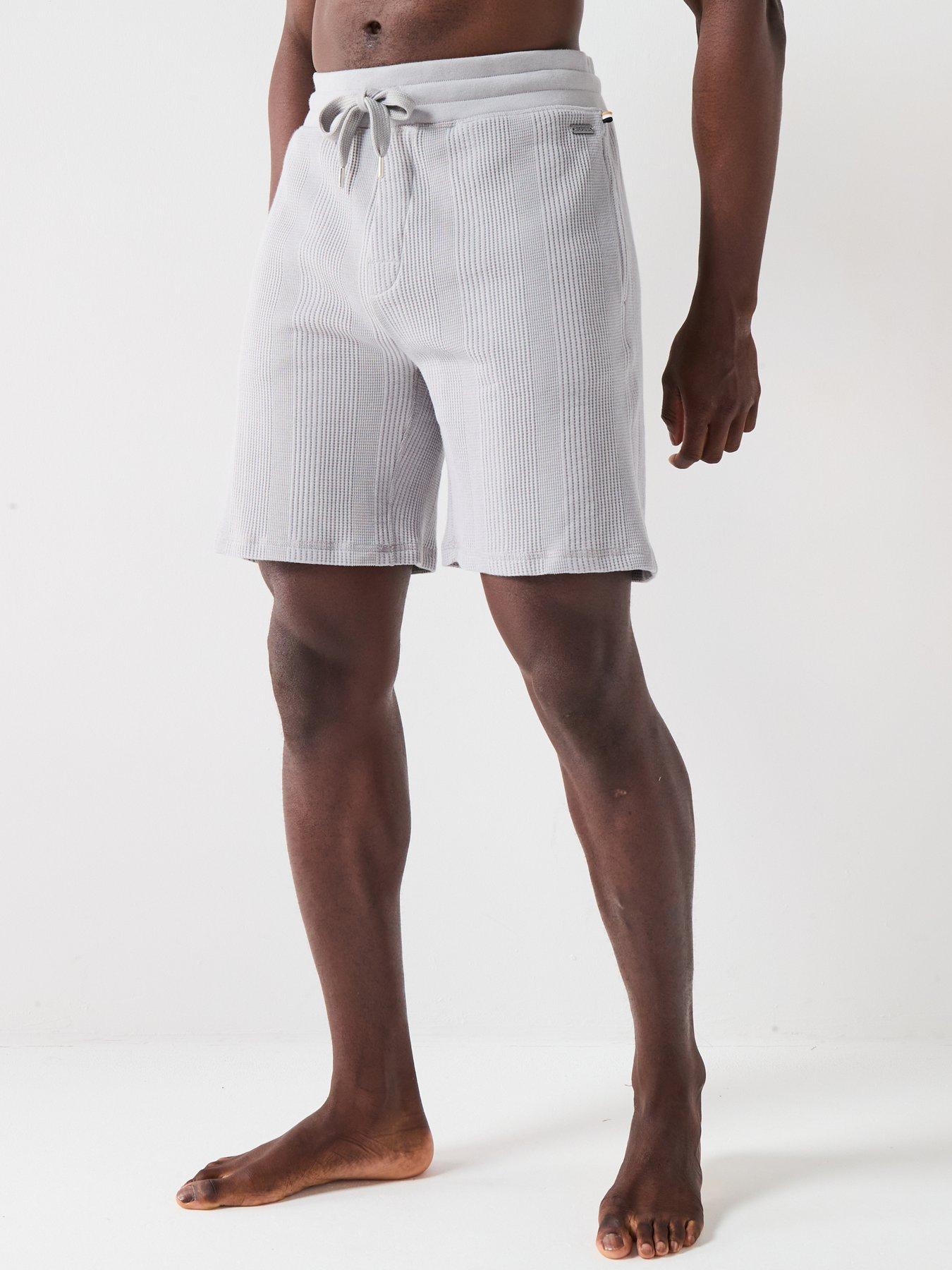 BOSS Structure Loungewear Waffle Shorts Light Grey Very