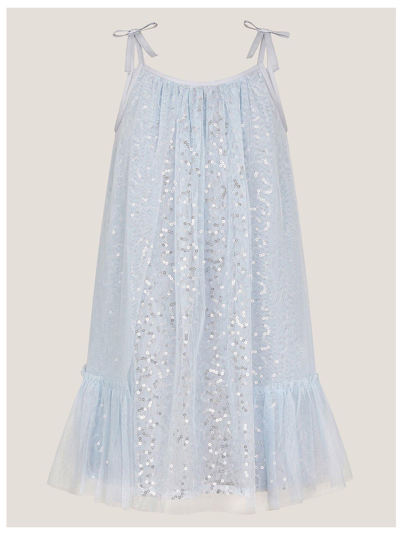 undefined Girls Rosalee Sequin Tulle Swing Dress - Blue
